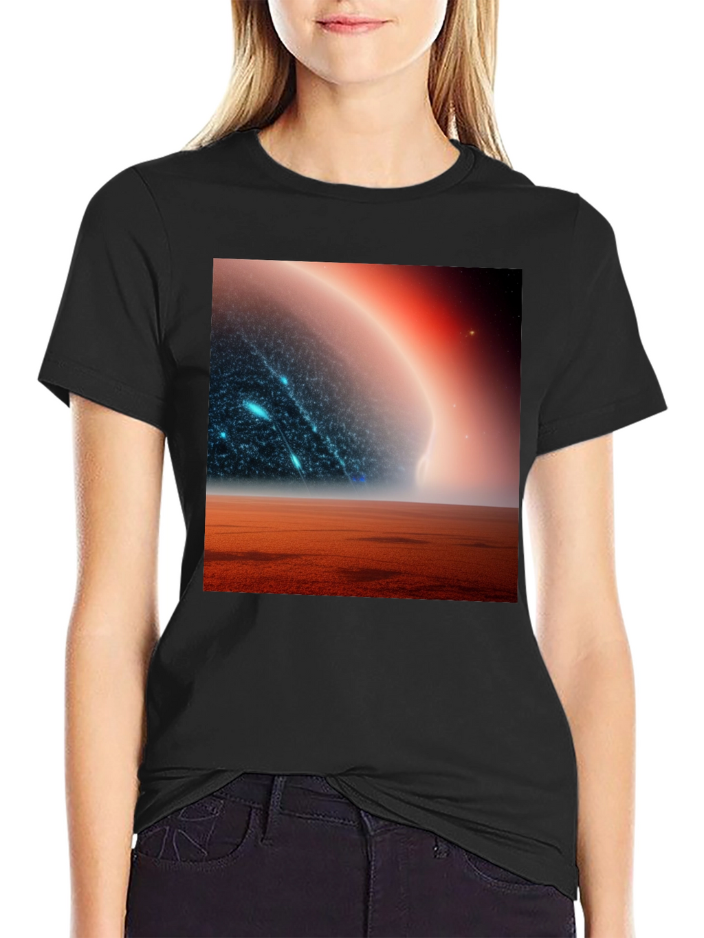 Sci-Fi Planetscape Black T-Shirt