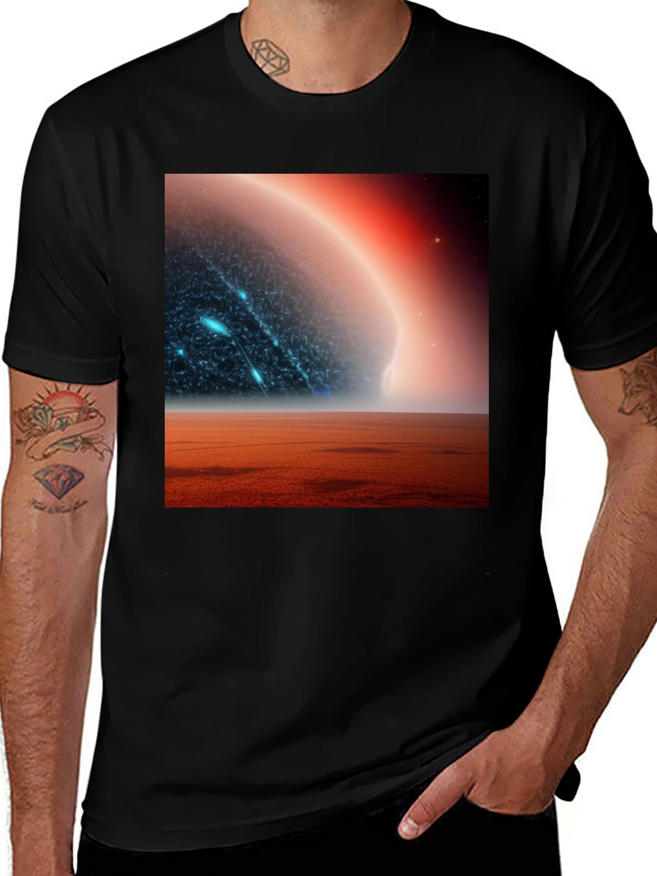 Sci-Fi Planetscape Black T-Shirt