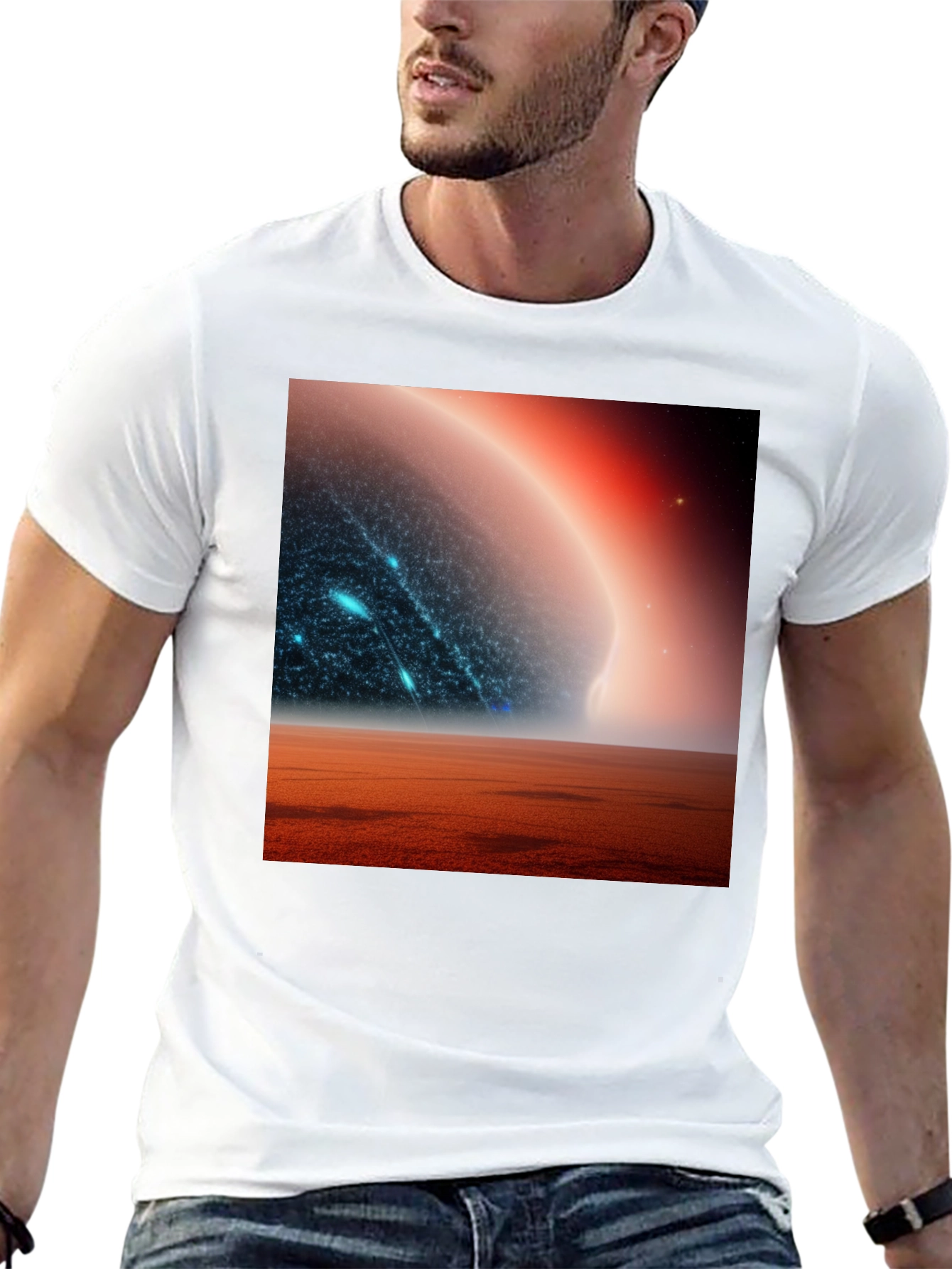 Sci-Fi Planetscape Black T-Shirt