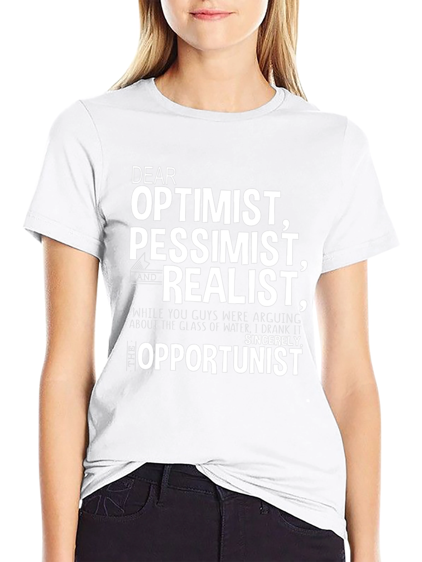 Optimist Pessimist Realist Opportunist Graphic Tee