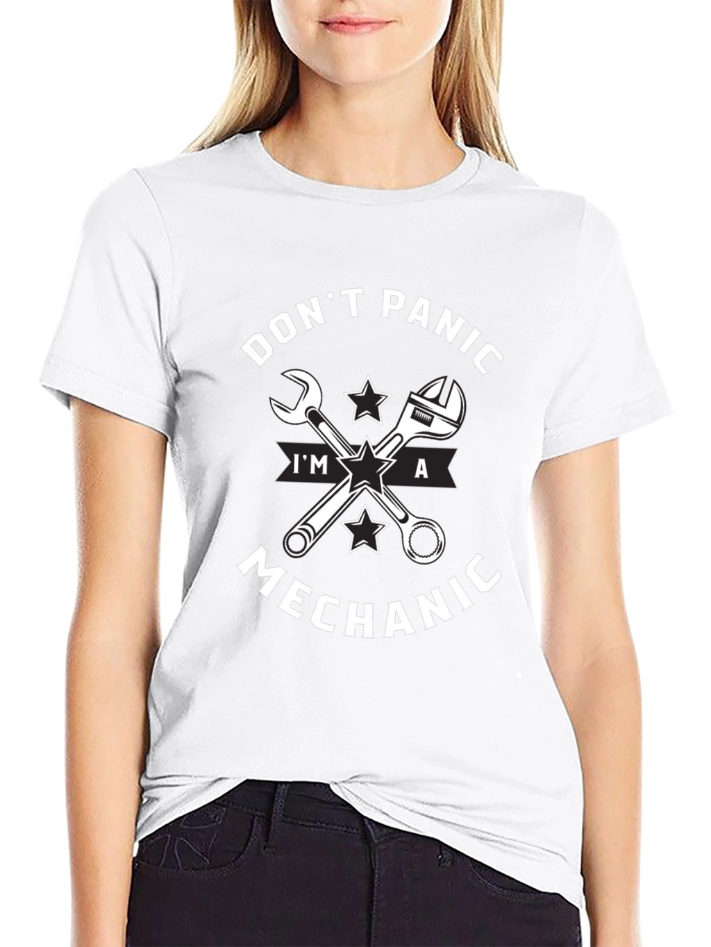Dont Panic Im a Mechanic Black T-Shirt