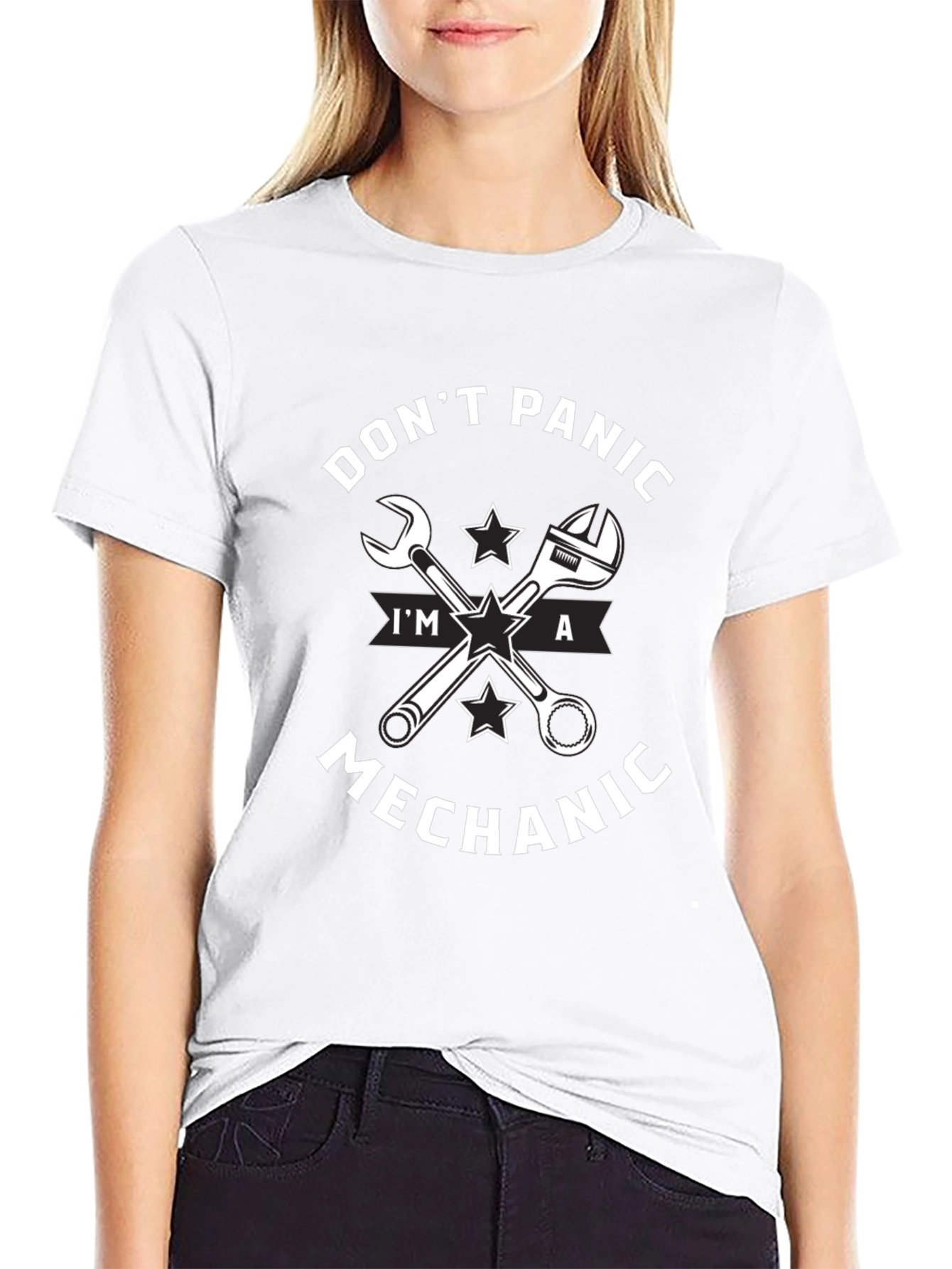 Dont Panic Im a Mechanic Black T-Shirt