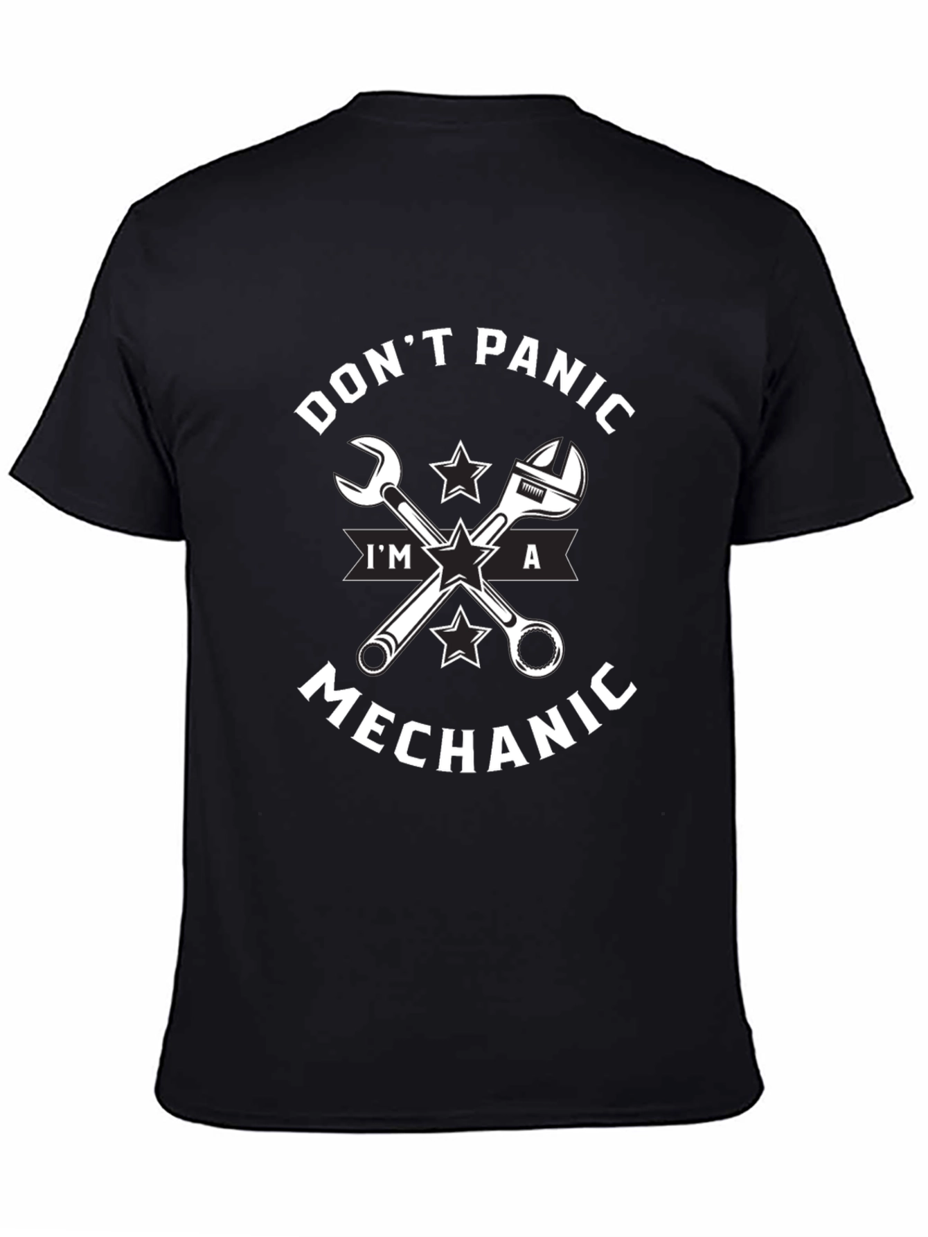 Dont Panic Im a Mechanic Black T-Shirt