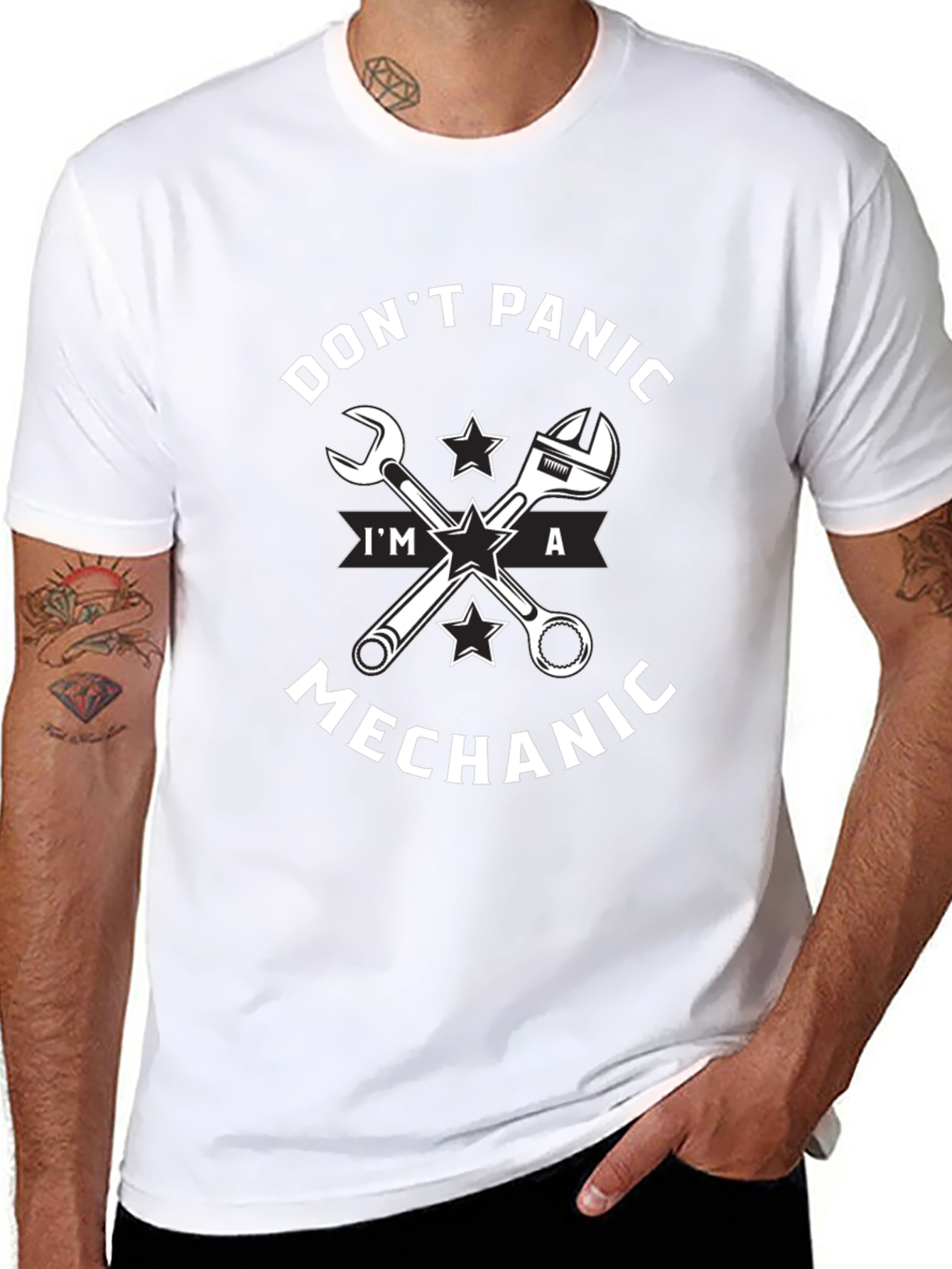 Dont Panic Im a Mechanic Black T-Shirt