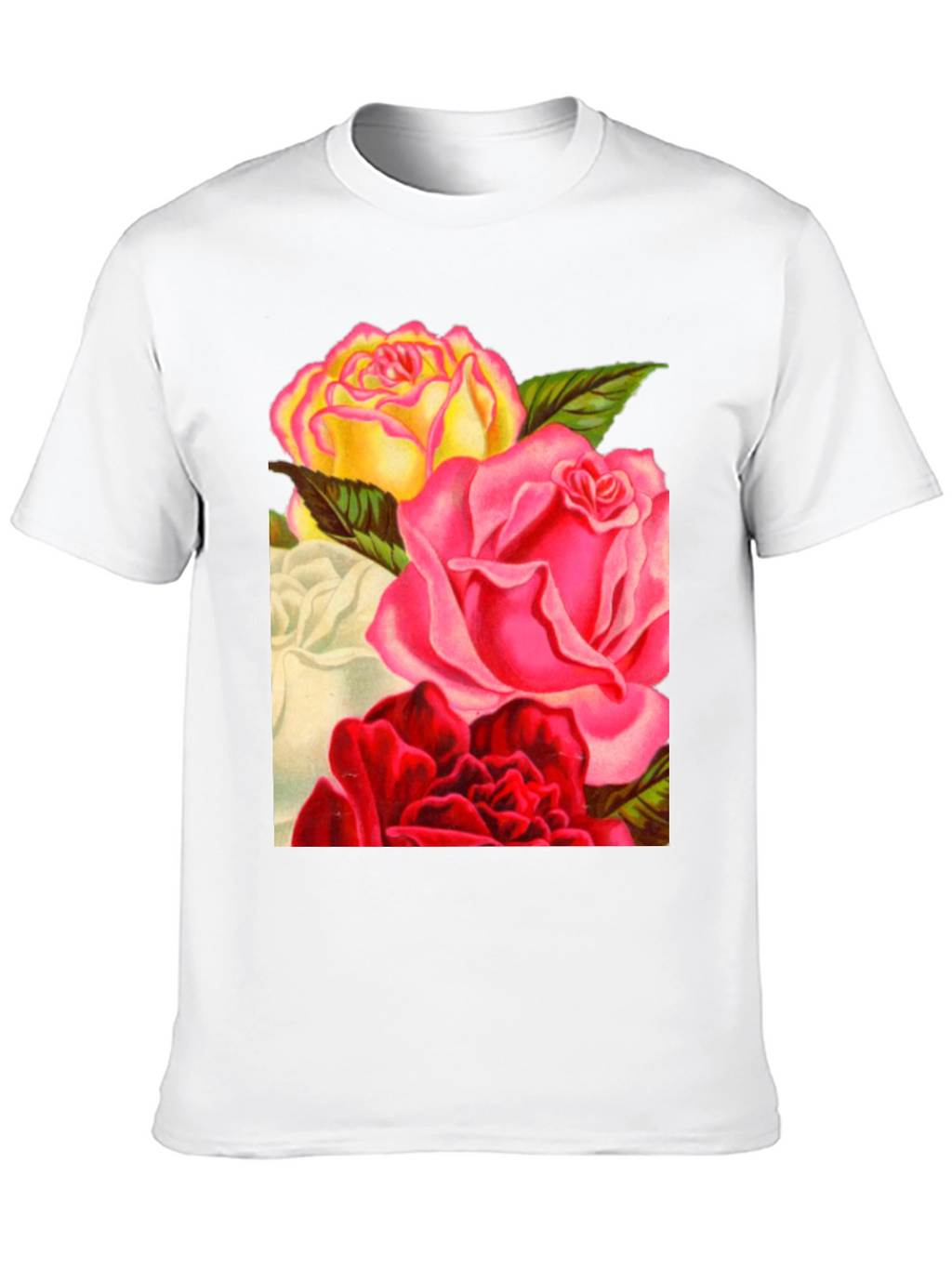 Floral Roses Graphic Tee - Black Casual T-Shirt
