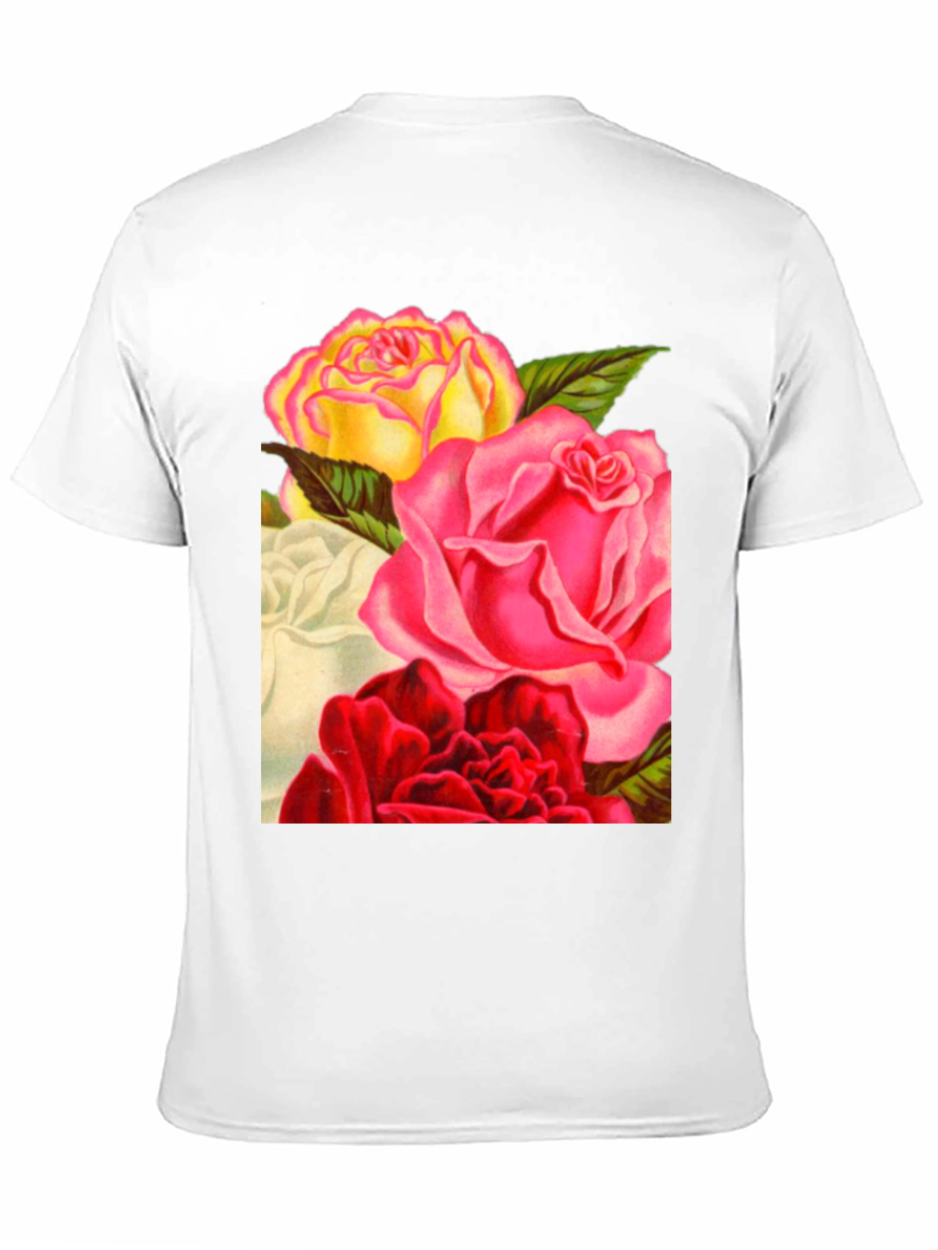Floral Roses Graphic Tee - Black Casual T-Shirt