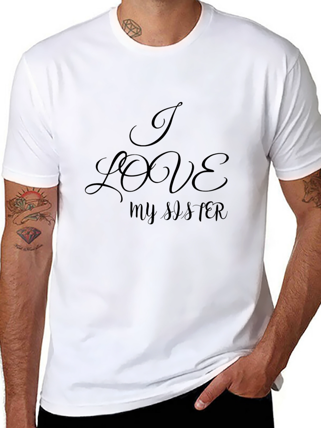 I Love My Sister - Stylish Black Graphic Tee