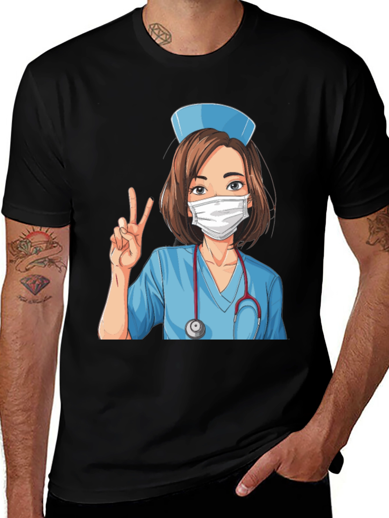 Nurse Cartoon Graphic T-Shirt