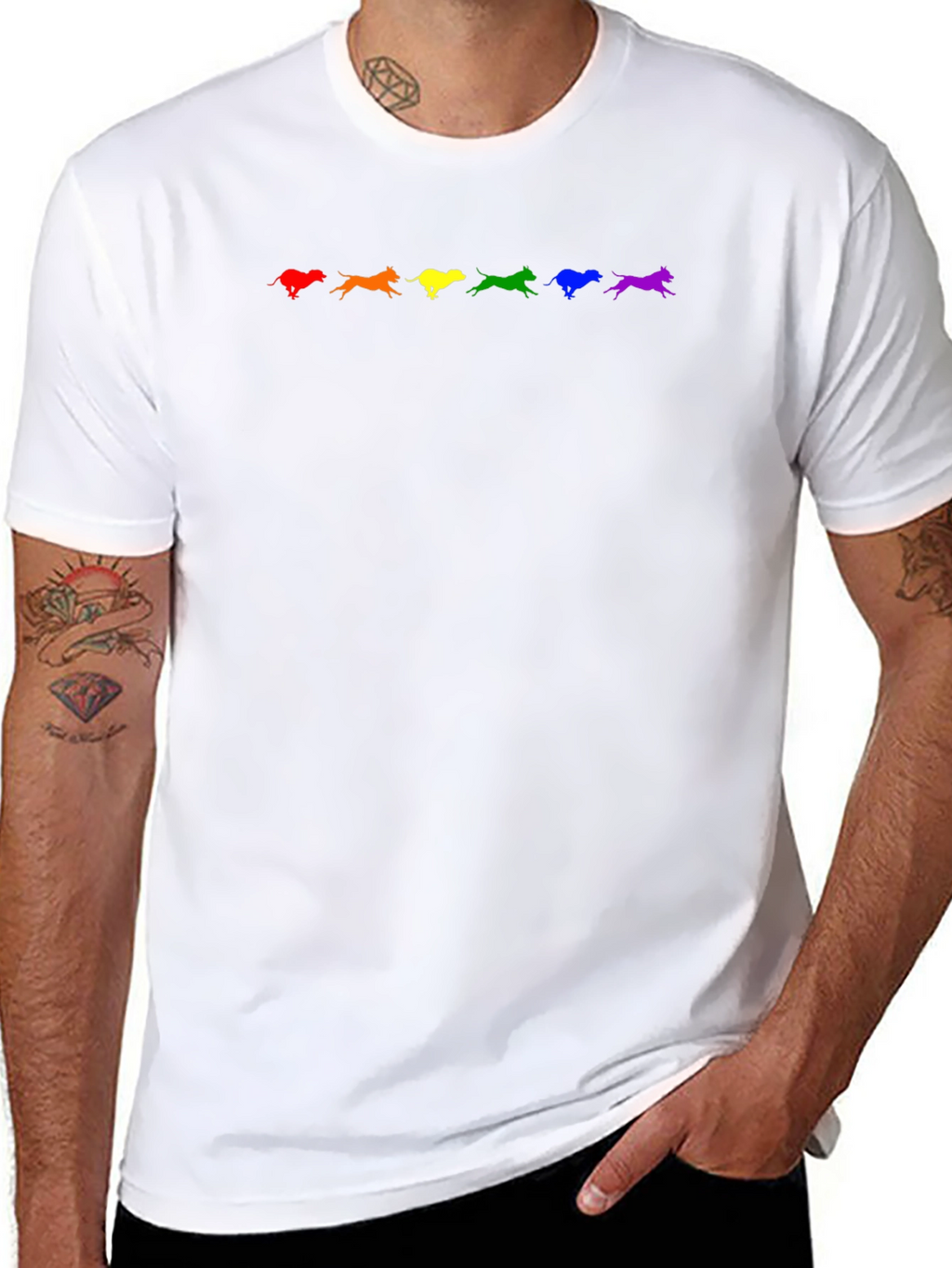Rainbow Dogs Black T-Shirt