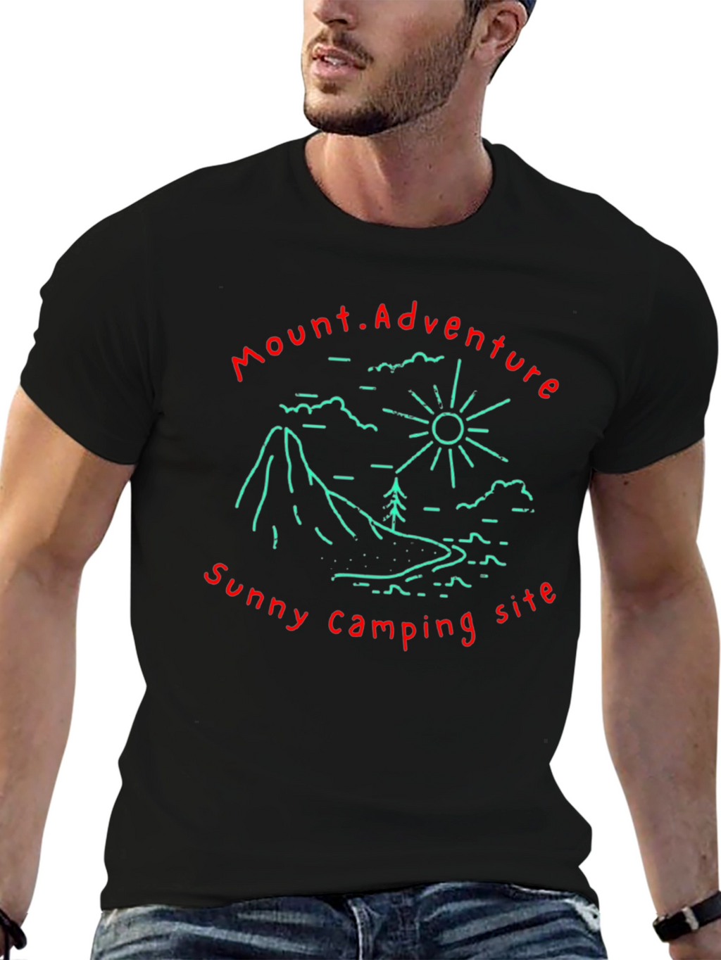 Mount Adventure Camping Graphic Tee - Black