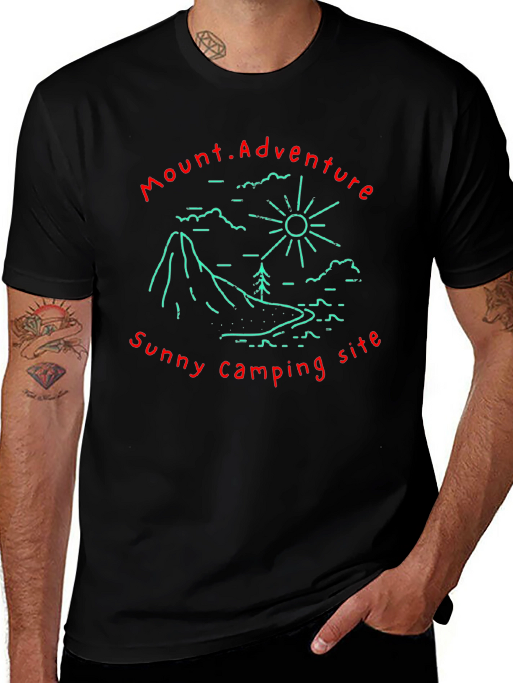 Mount Adventure Camping Graphic Tee - Black