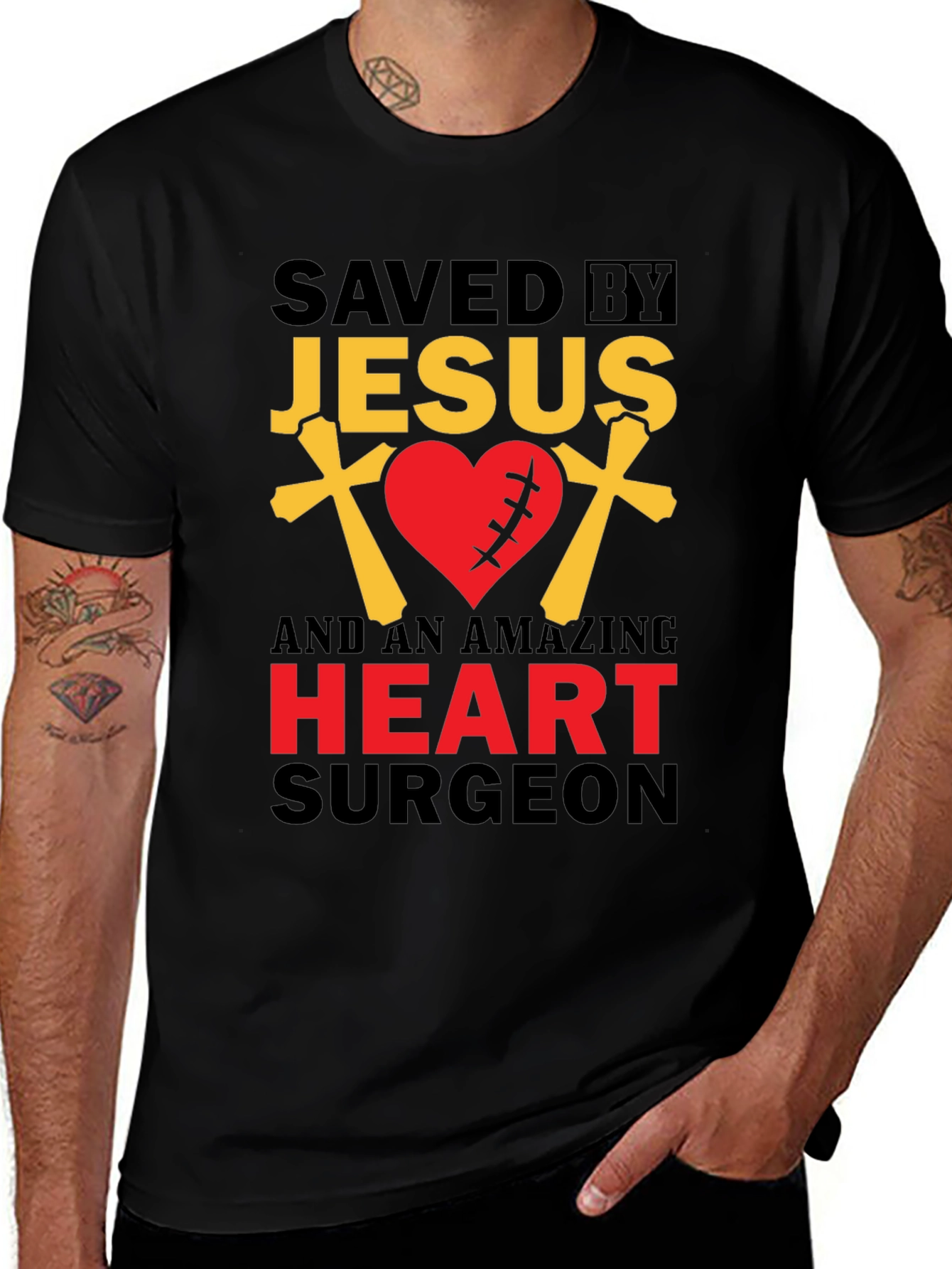 Saved By Jesus Heart Surgeon Graphic T-Shirt