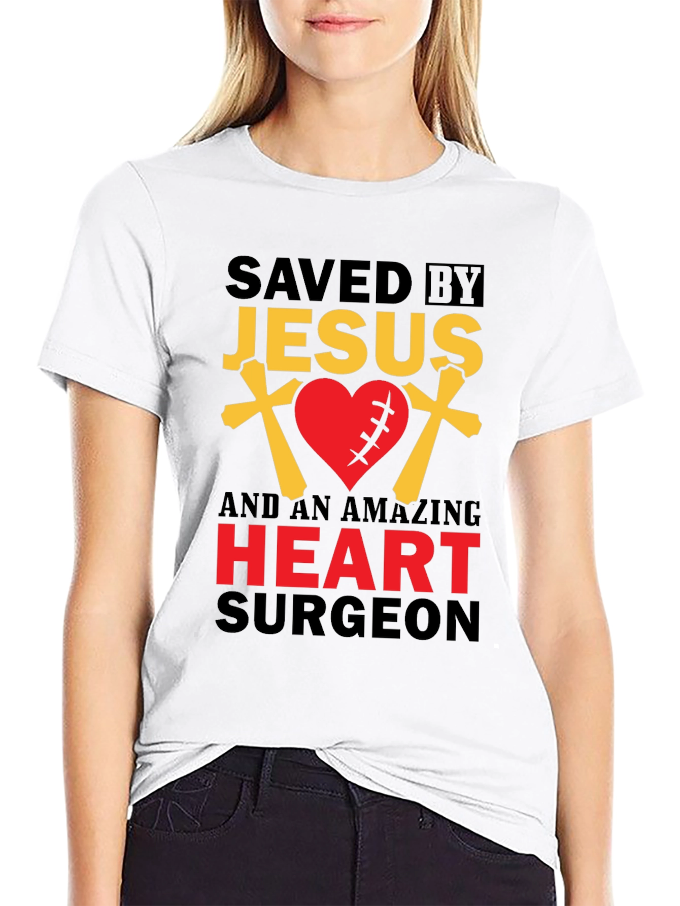 Saved By Jesus Heart Surgeon Graphic T-Shirt