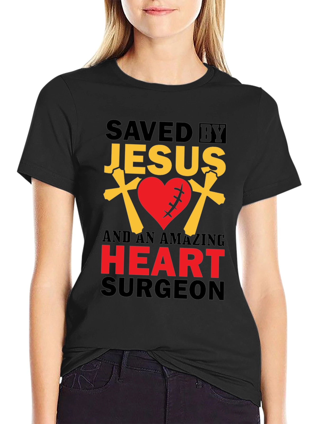 Saved By Jesus Heart Surgeon Graphic T-Shirt