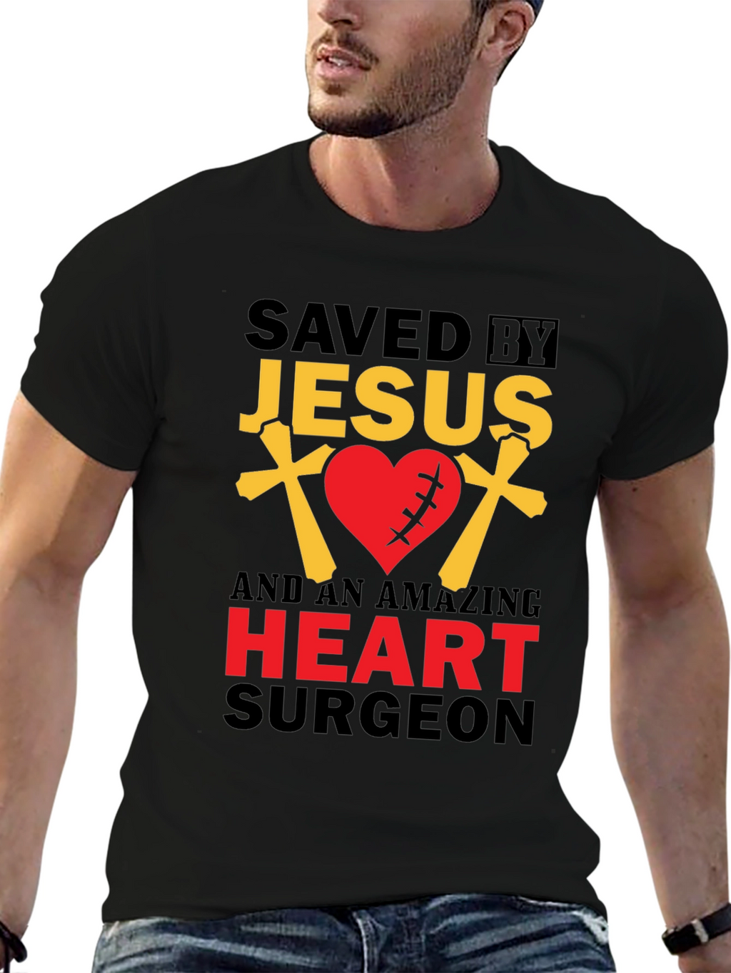 Saved By Jesus Heart Surgeon Graphic T-Shirt