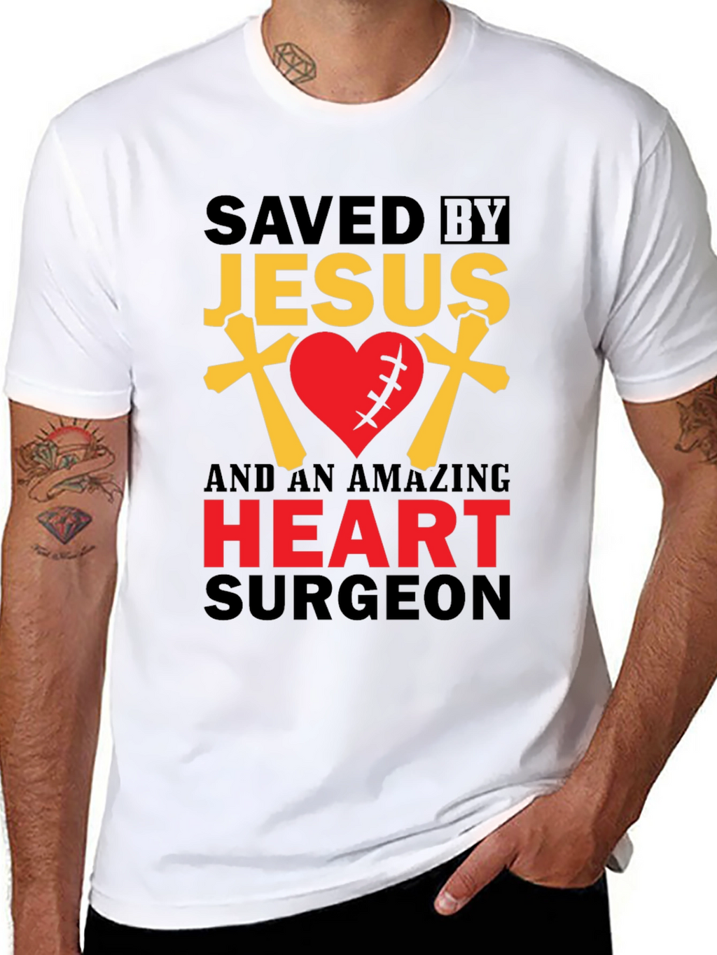 Saved By Jesus Heart Surgeon Graphic T-Shirt