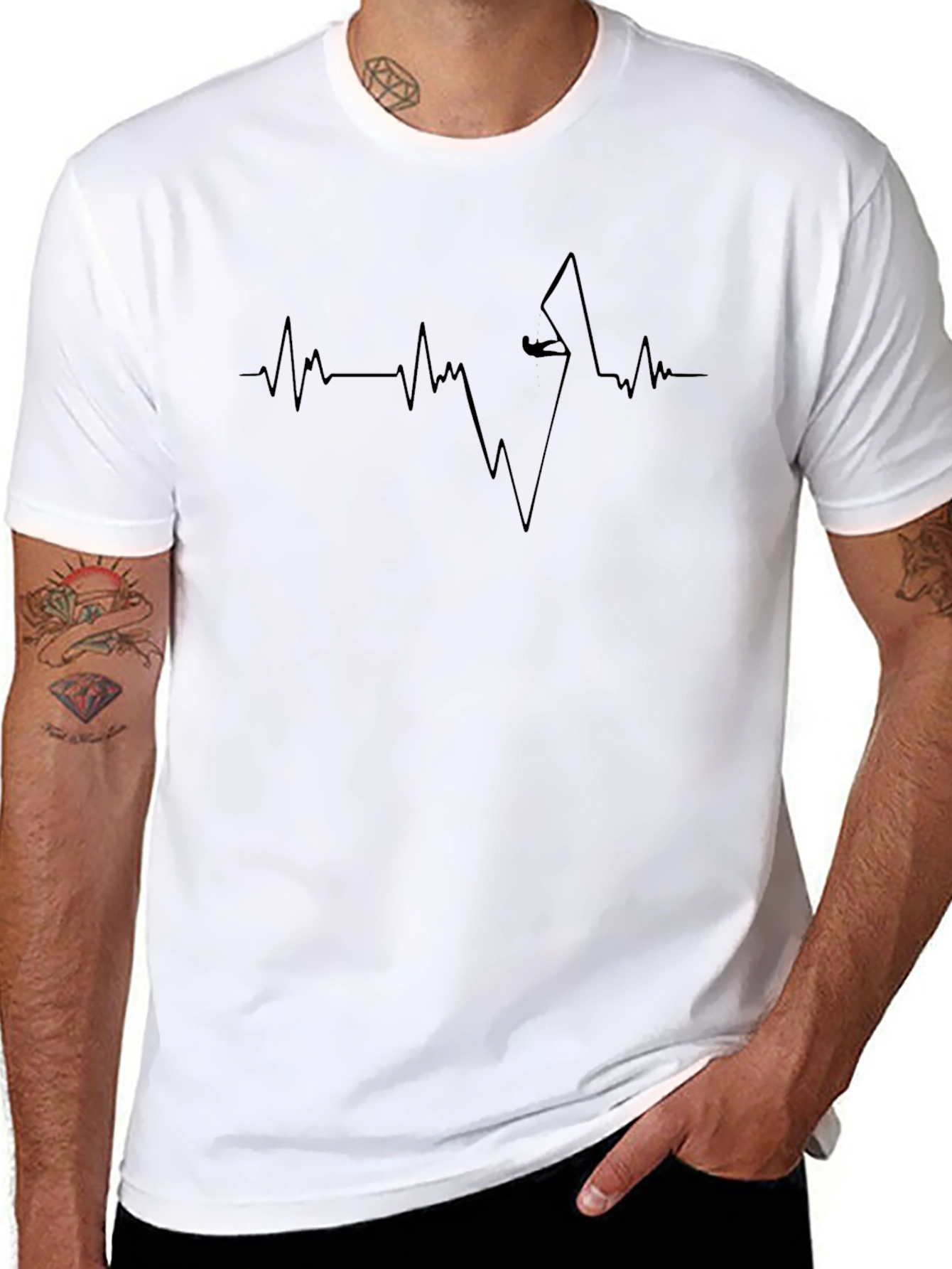 Climbing Heartbeat Graphic Tee - Black