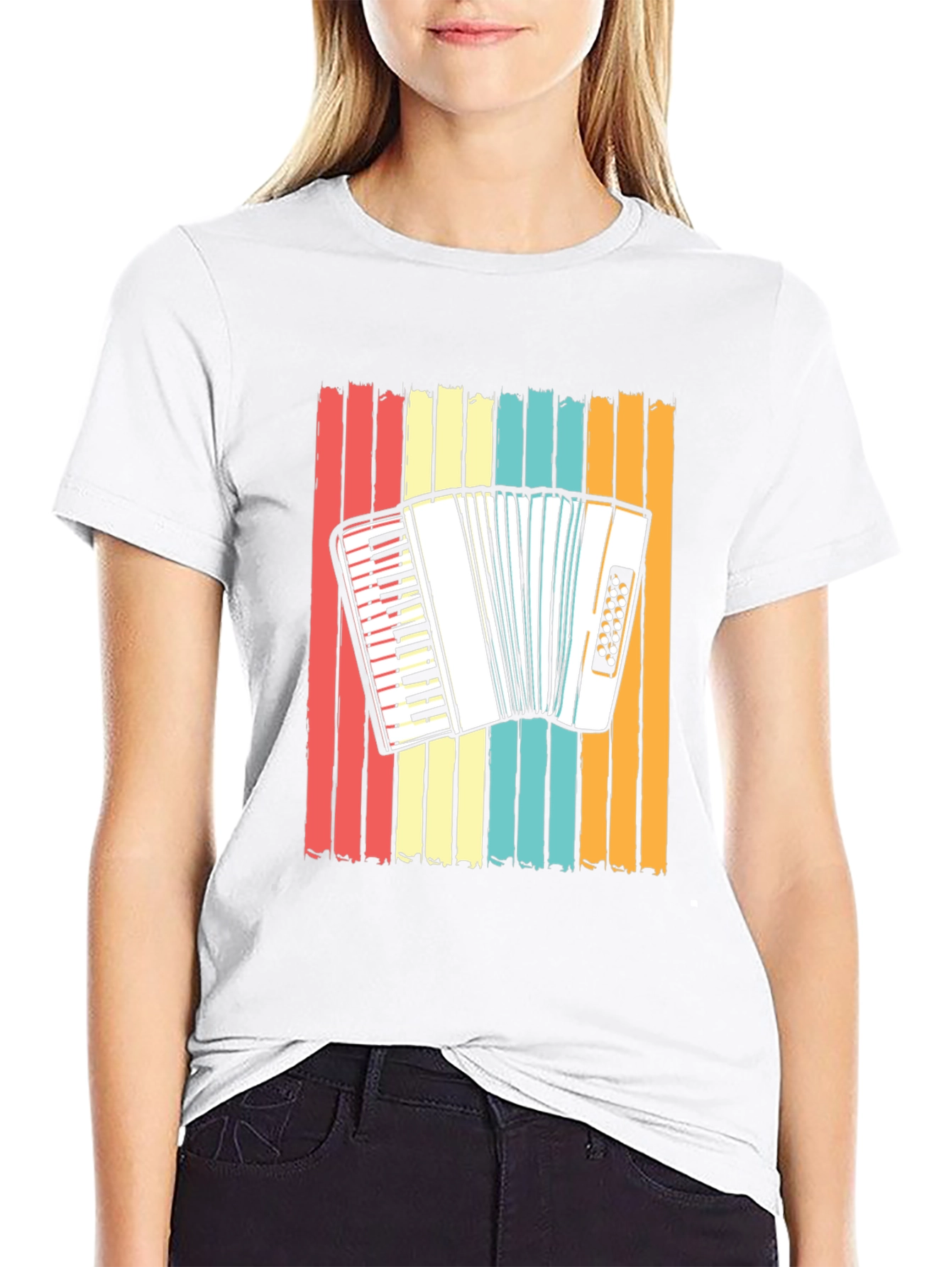 Accordion Retro Stripe T-Shirt - Music Lover Tee