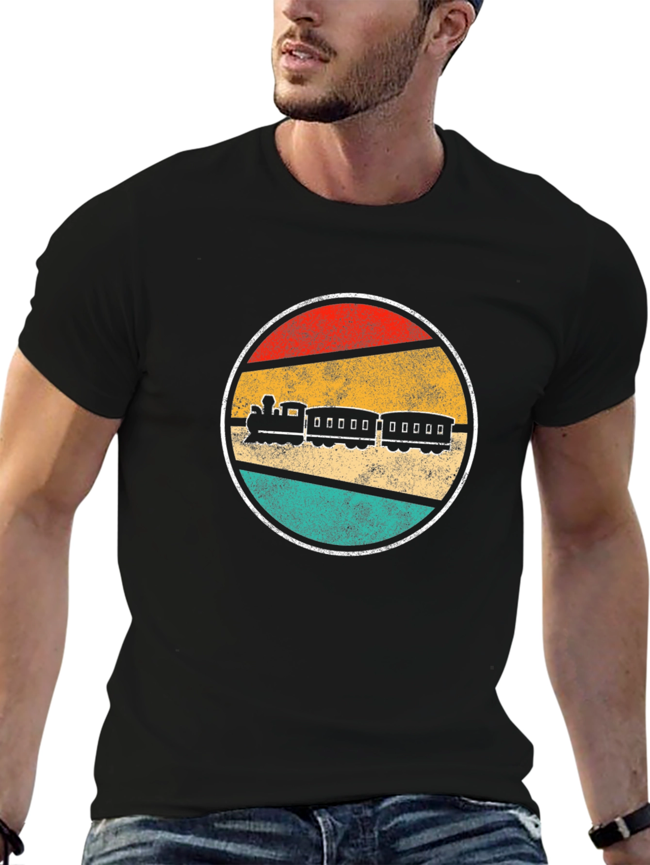 Retro Train Graphic Tee - Vintage Railroad T-Shirt
