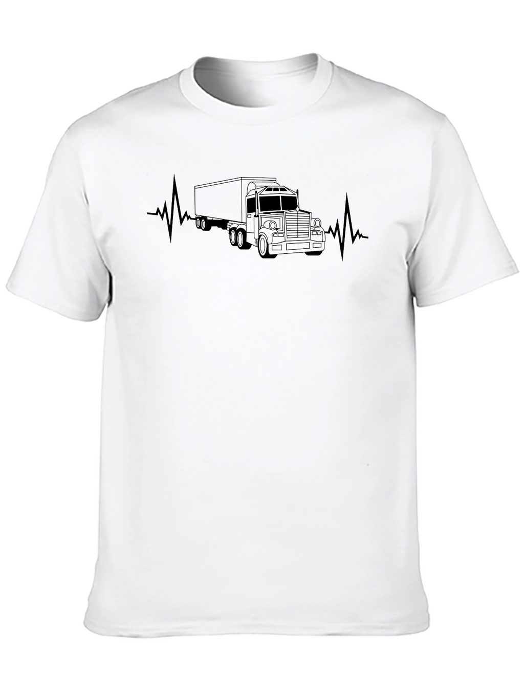Trucker Heartbeat T-Shirt - Black Crew Neck