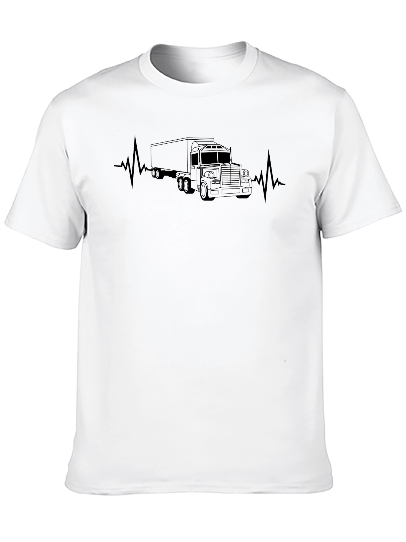 Trucker Heartbeat T-Shirt - Black Crew Neck