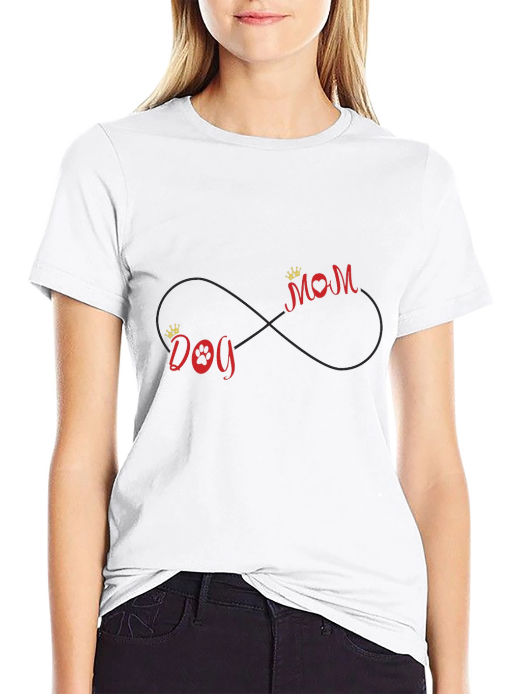 Dog Mom Infinity Graphic Tee - Black