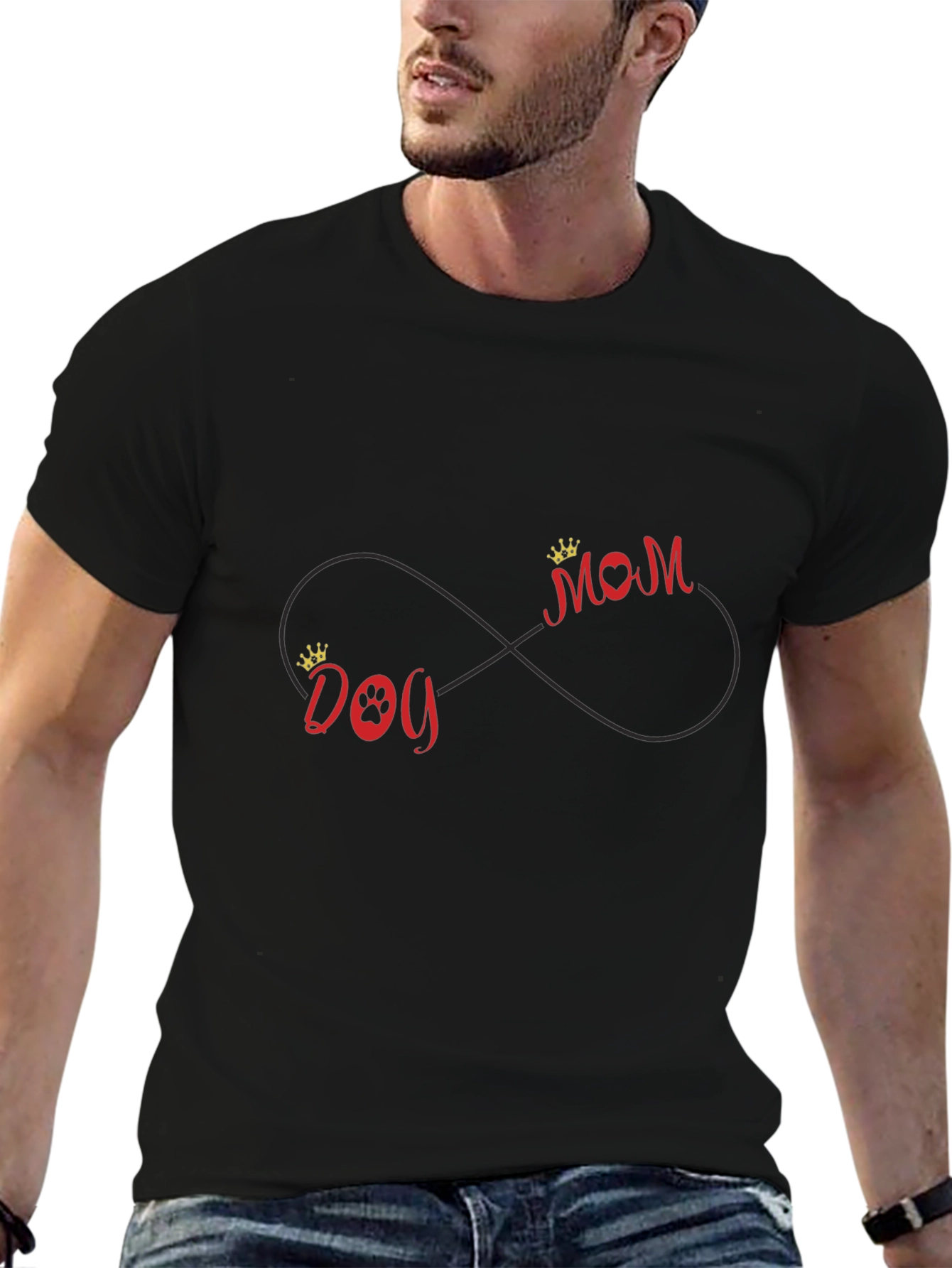 Dog Mom Infinity Graphic Tee - Black