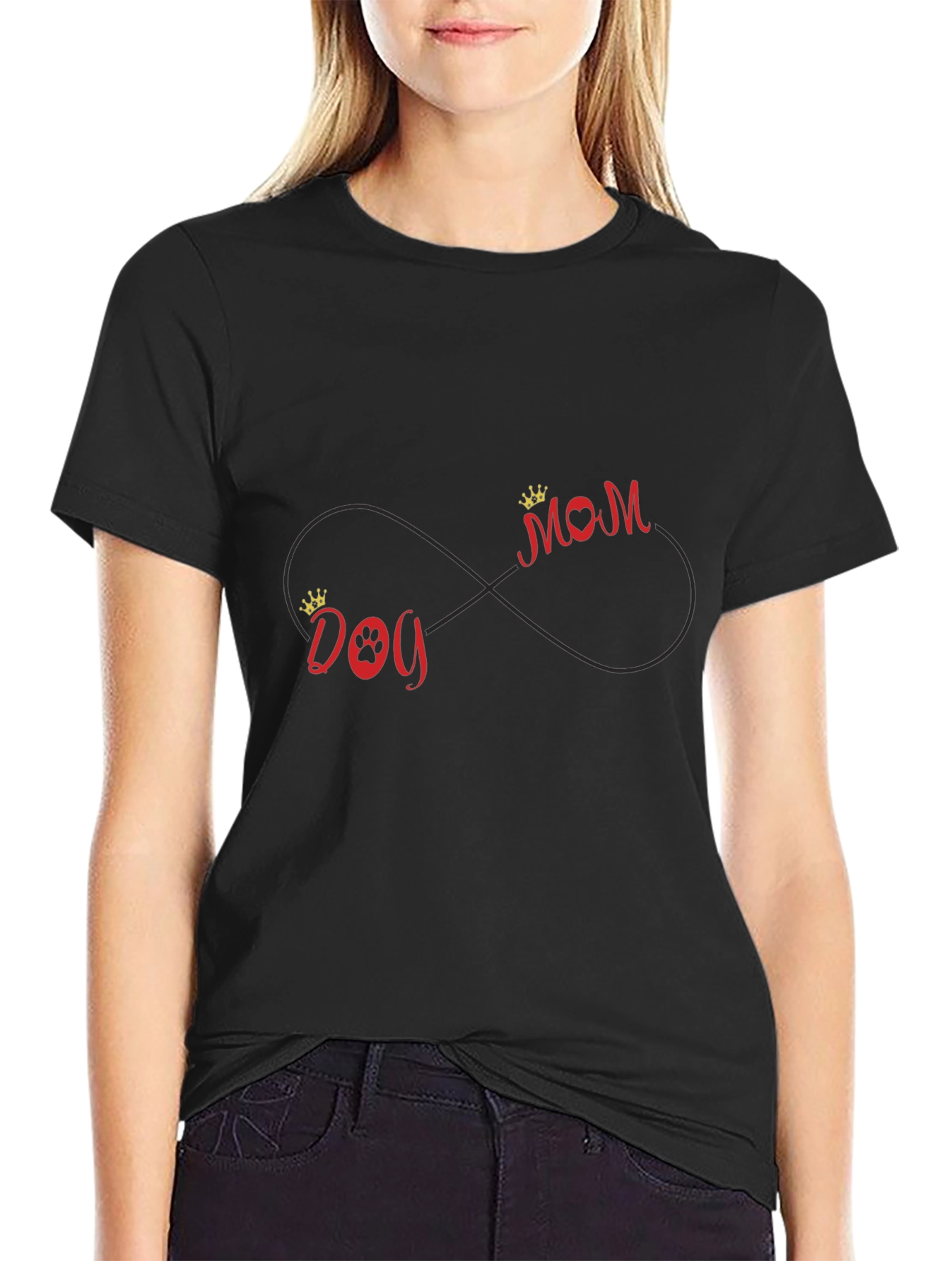 Dog Mom Infinity Graphic Tee - Black
