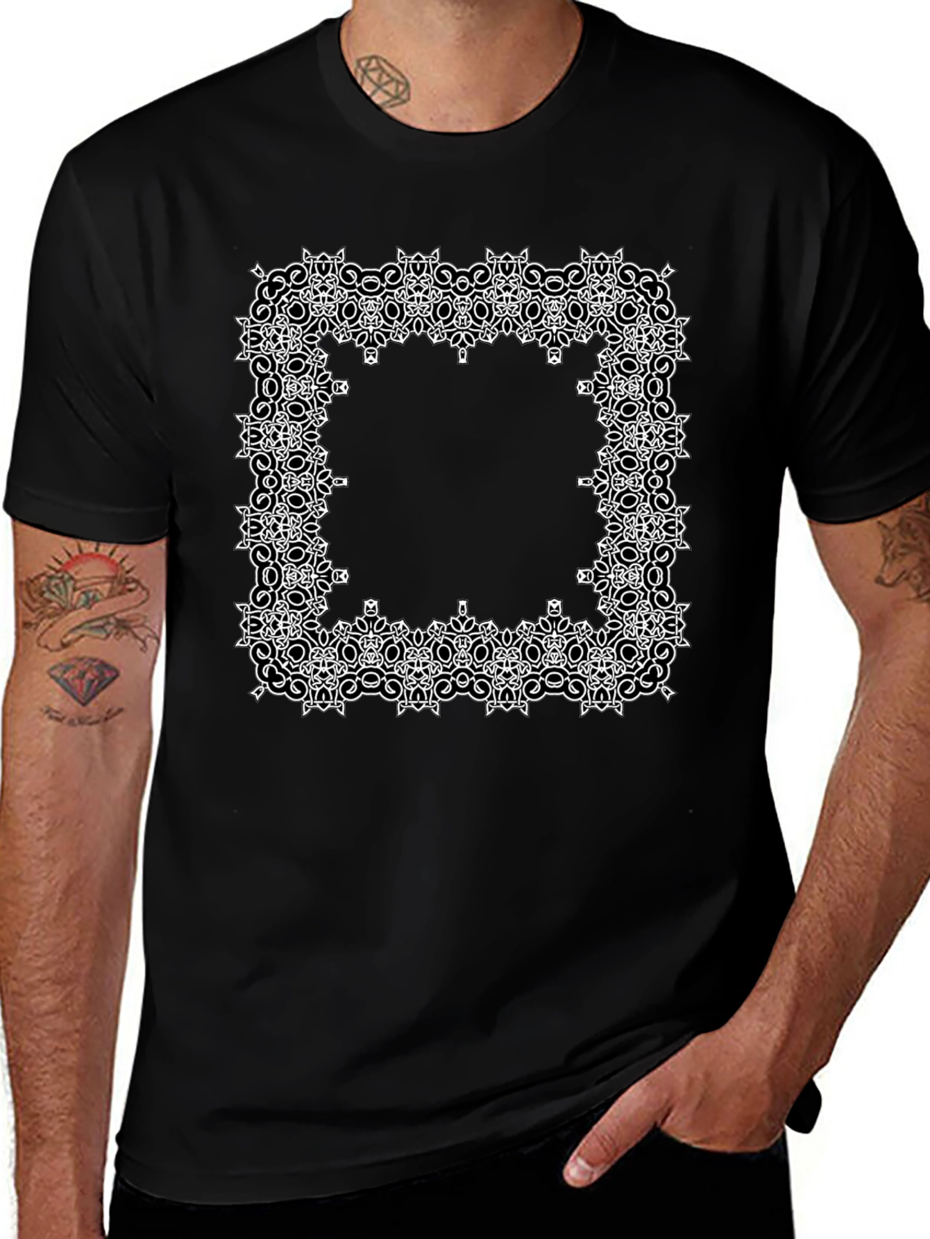 Geometric Frame Graphic Tee - Black