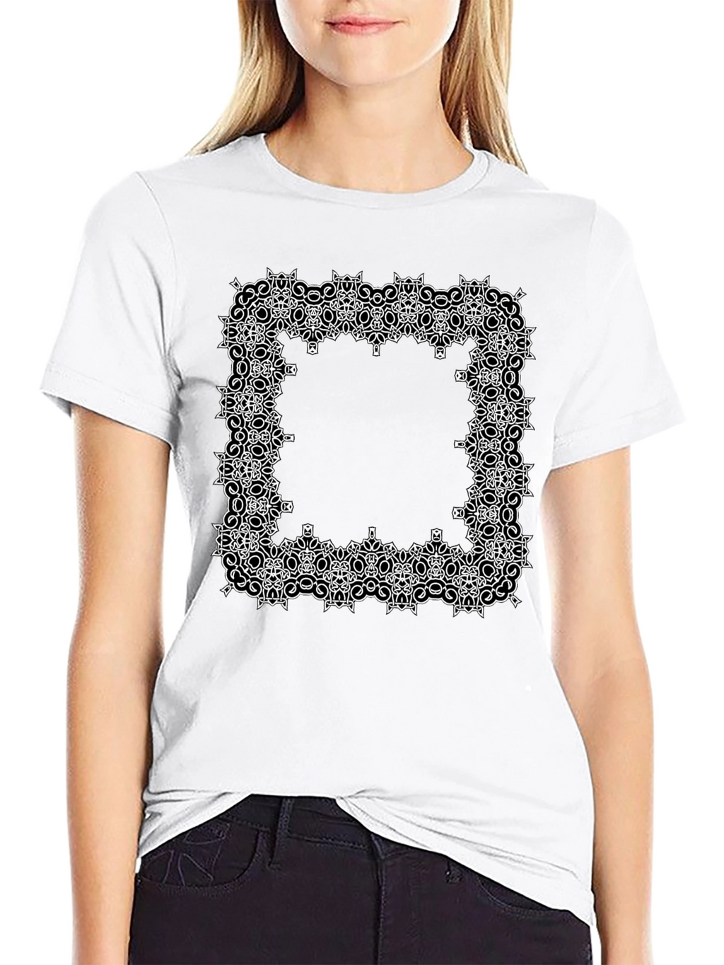 Geometric Frame Graphic Tee - Black