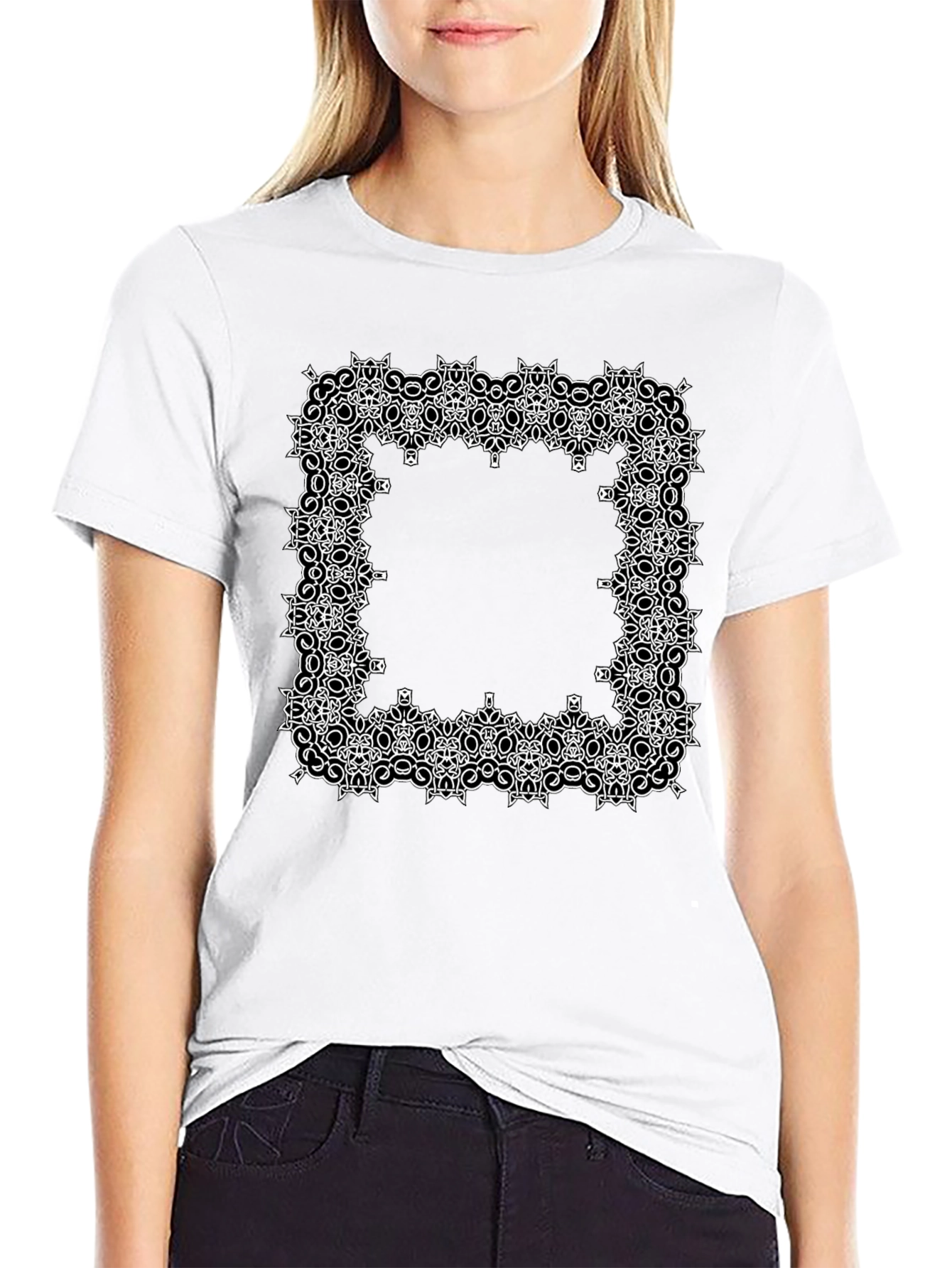 Geometric Frame Graphic Tee - Black