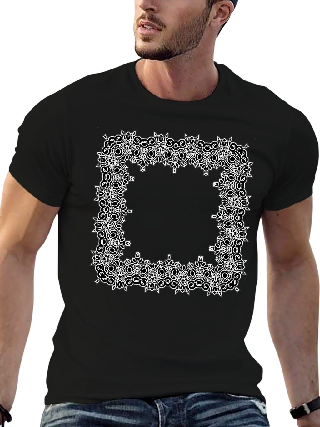 Geometric Frame Graphic Tee - Black