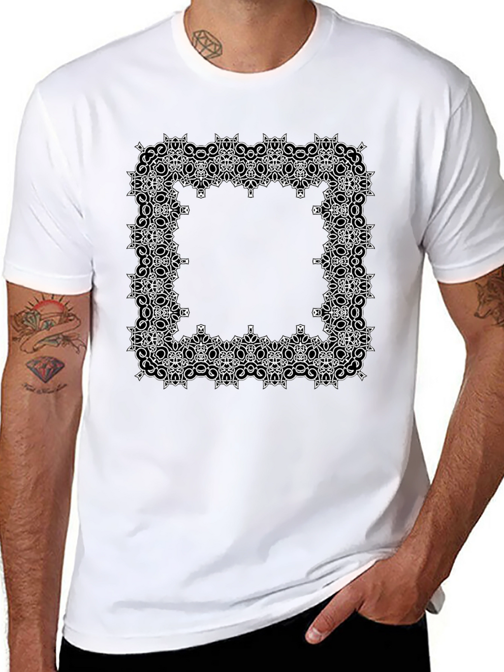 Geometric Frame Graphic Tee - Black