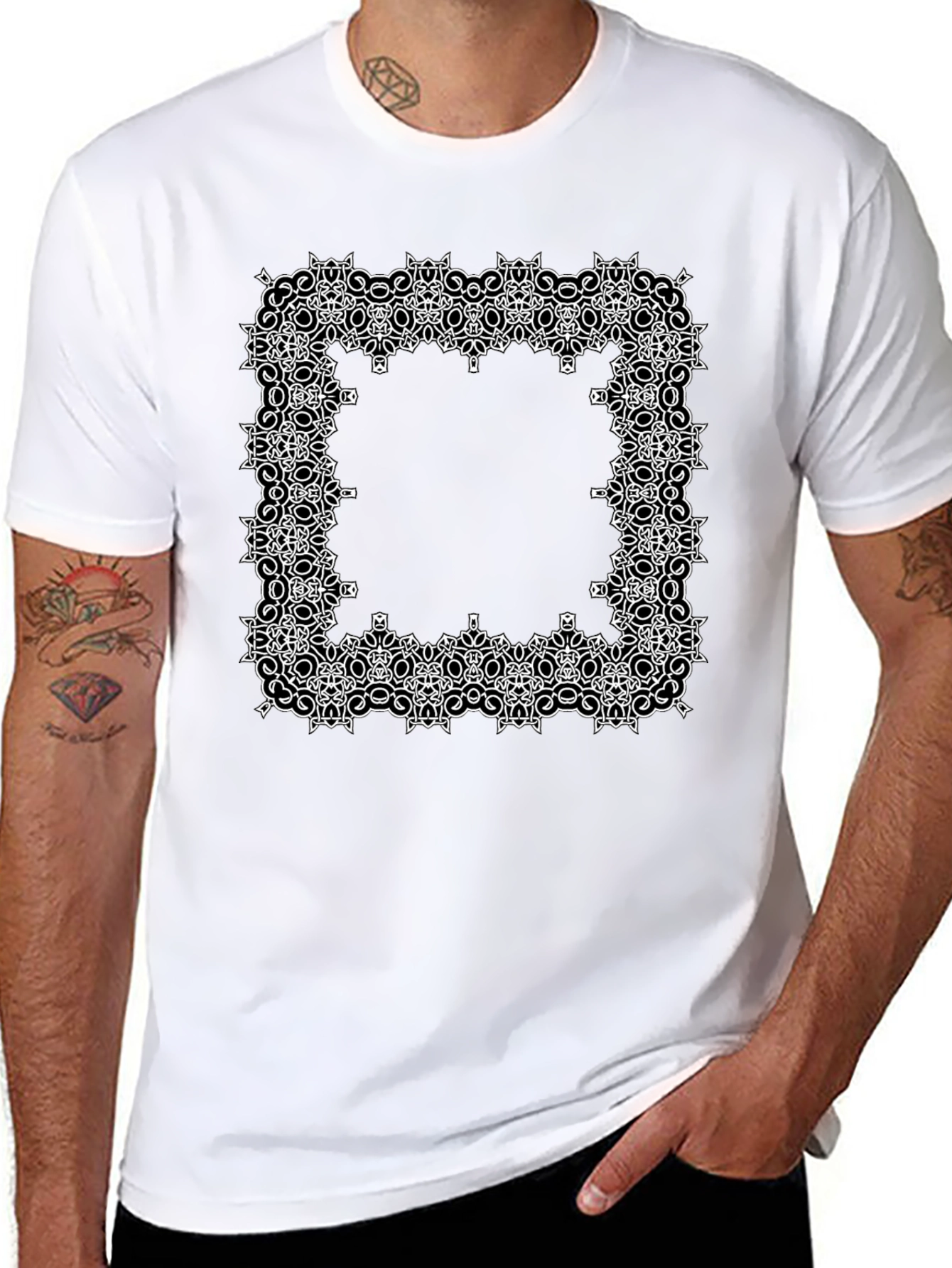 Geometric Frame Graphic Tee - Black