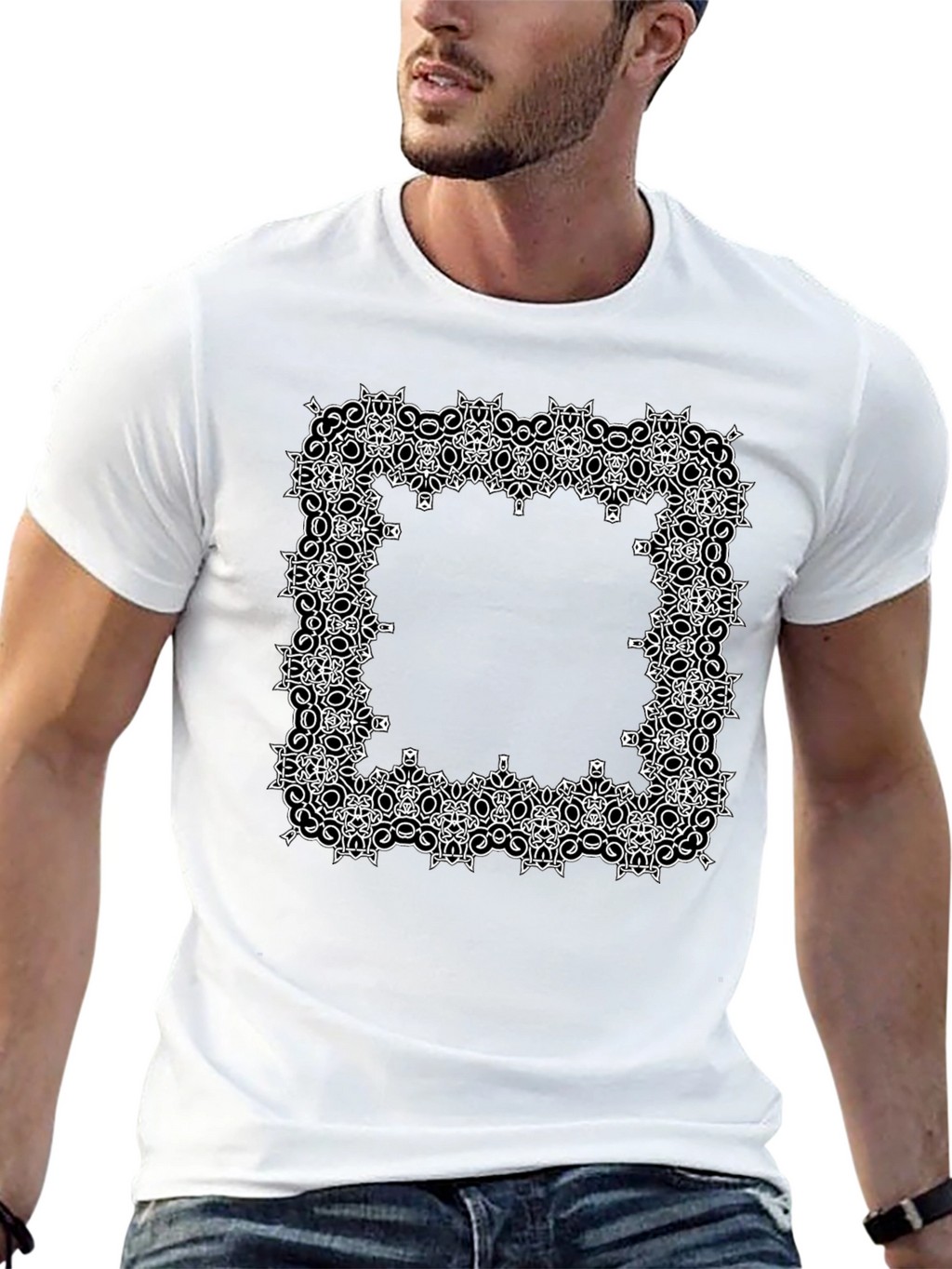Geometric Frame Graphic Tee - Black
