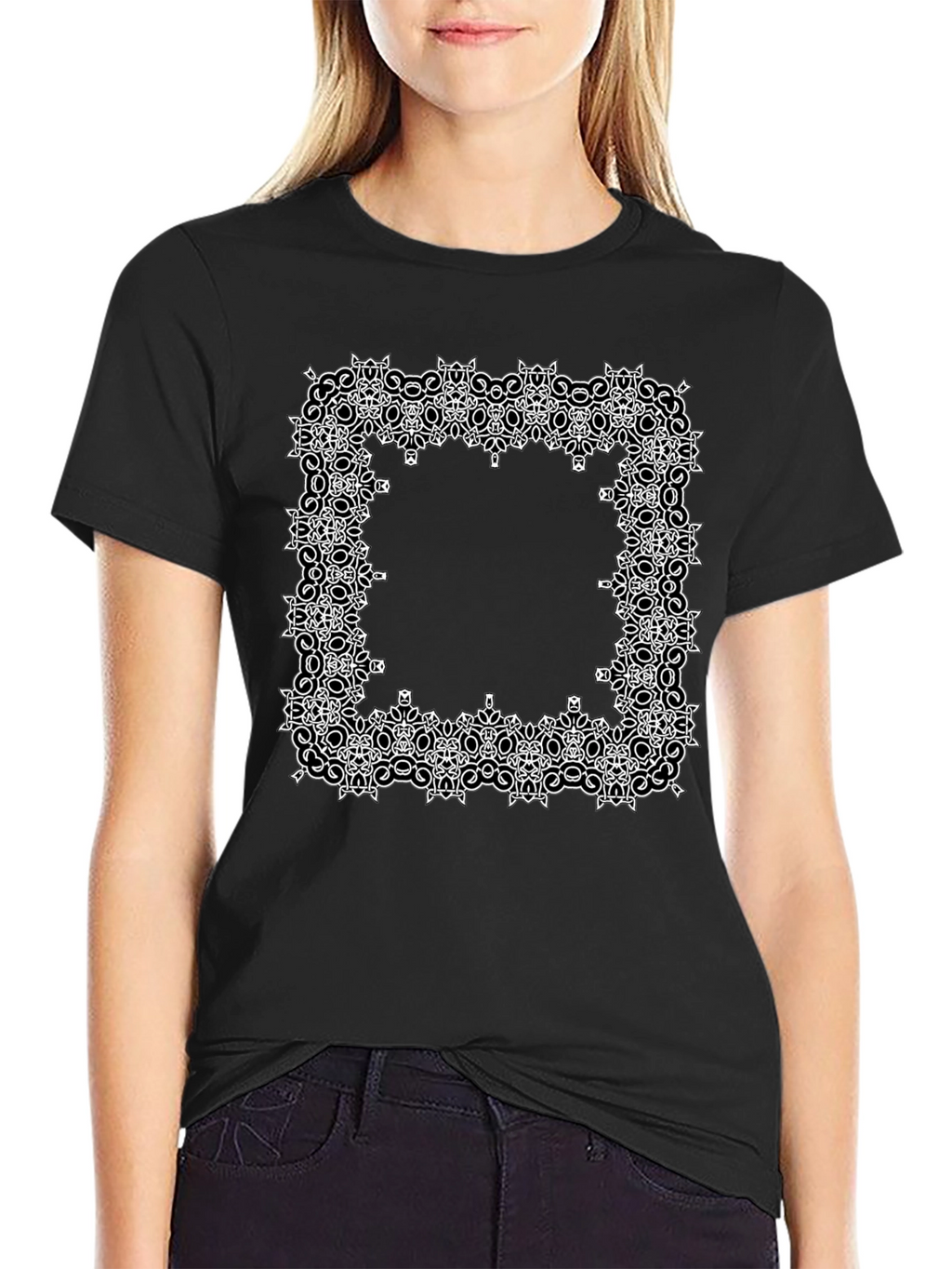 Geometric Frame Graphic Tee - Black
