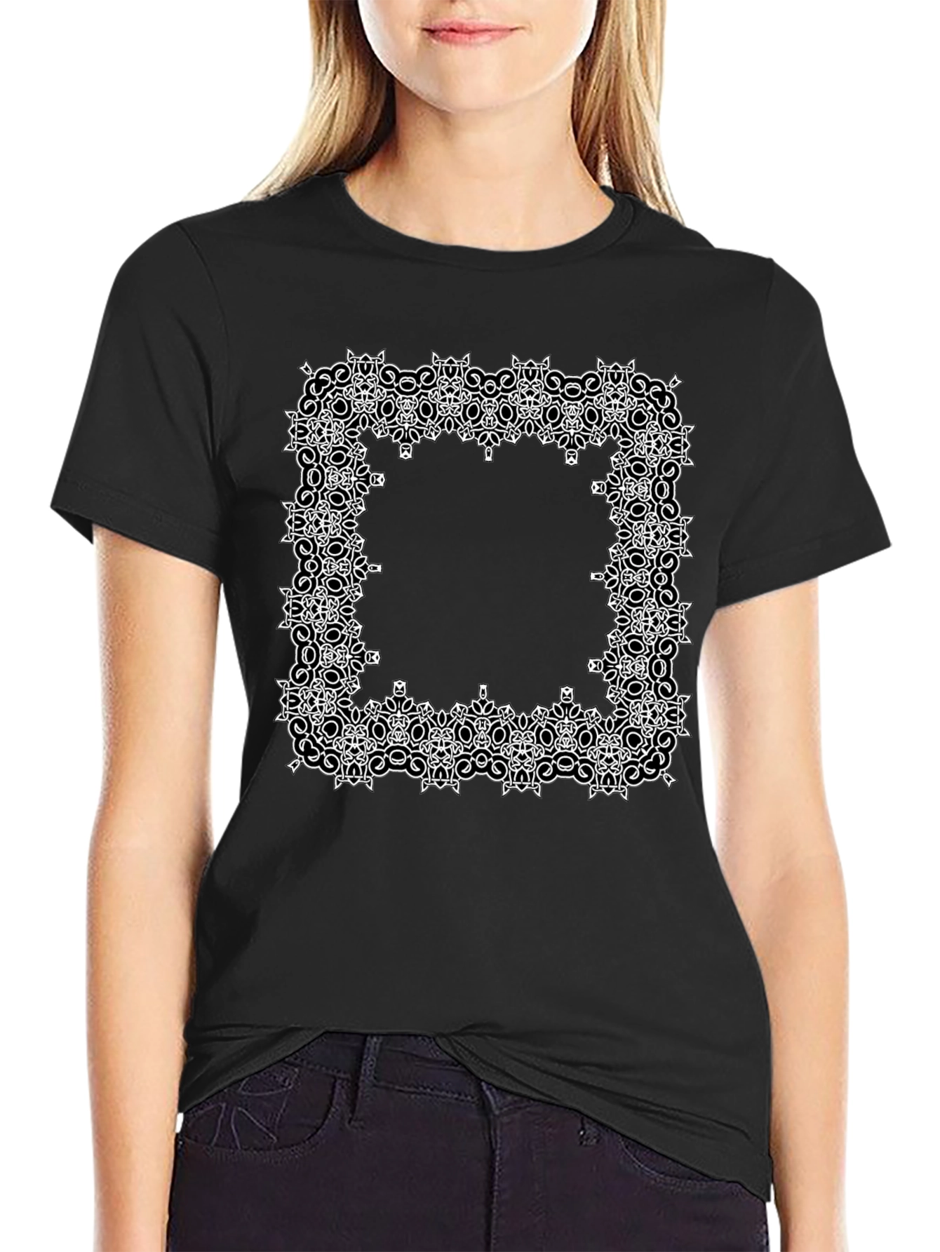 Geometric Frame Graphic Tee - Black