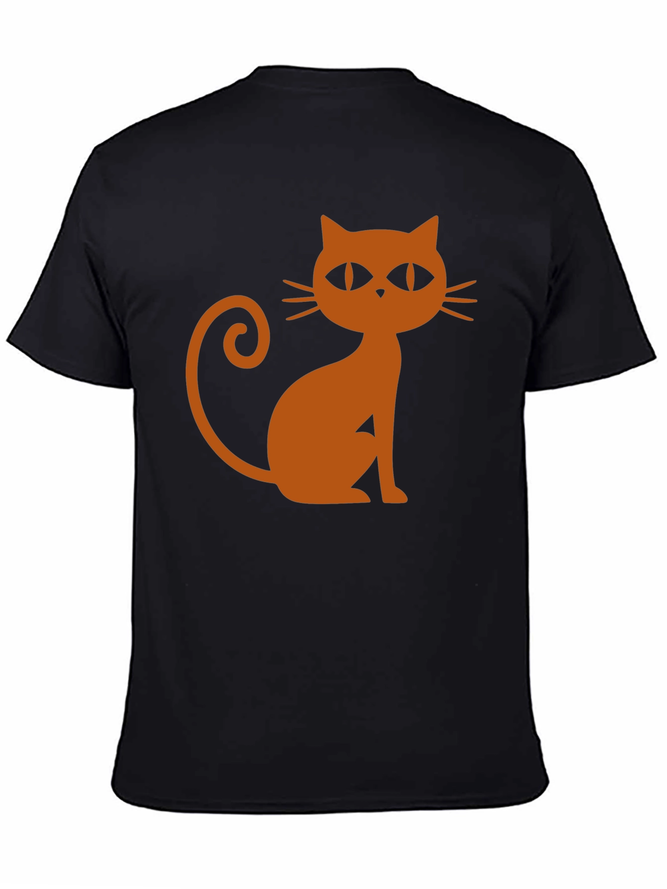 Black T-Shirt with Halloween Cat Graphic