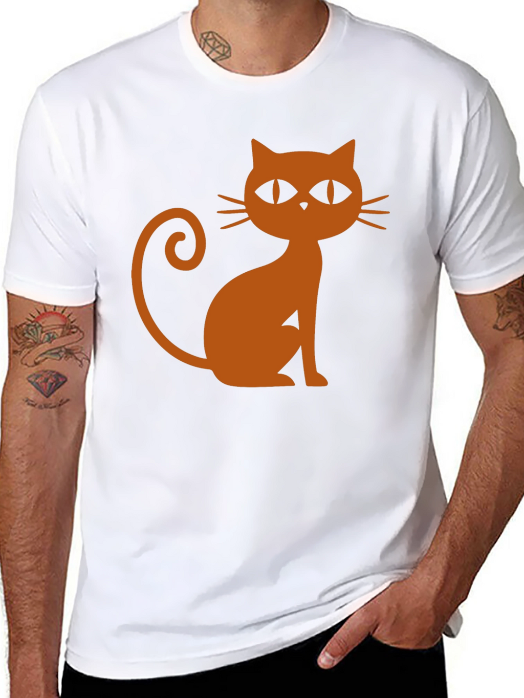 Black T-Shirt with Halloween Cat Graphic