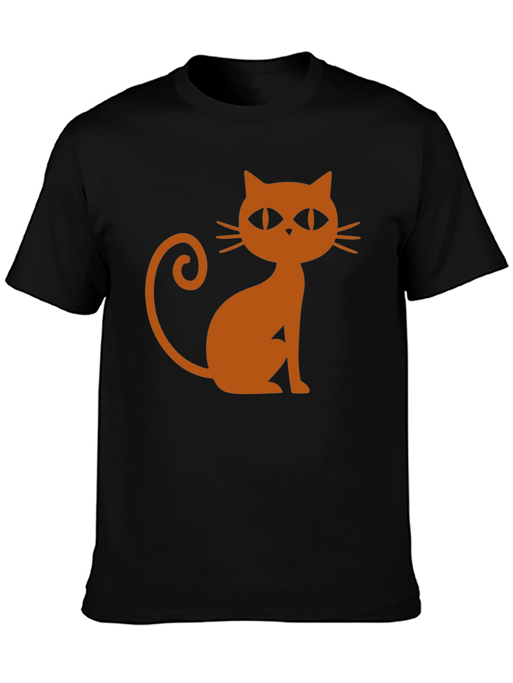 Black T-Shirt with Halloween Cat Graphic