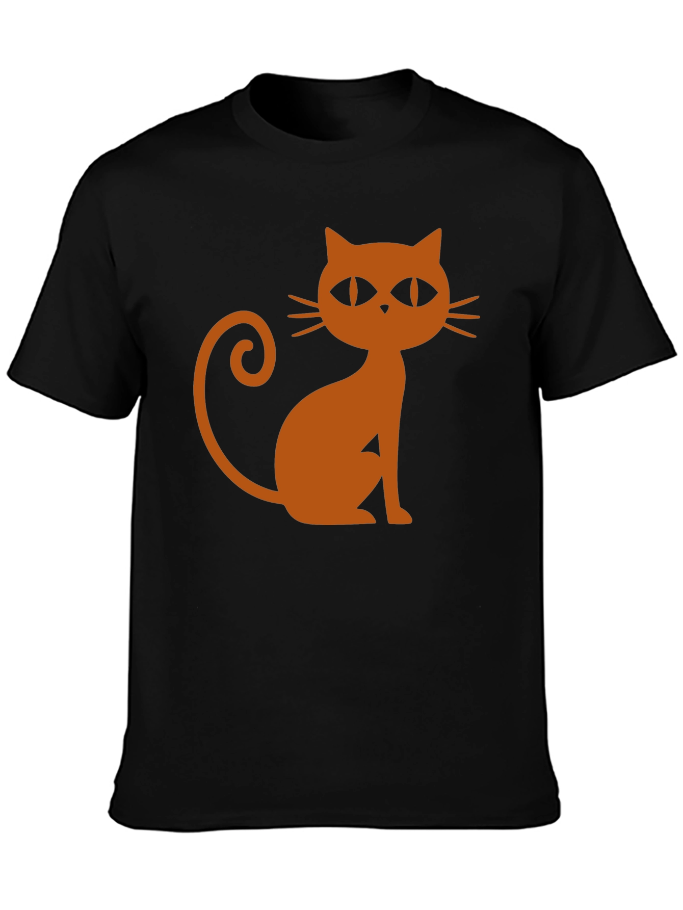 Black T-Shirt with Halloween Cat Graphic