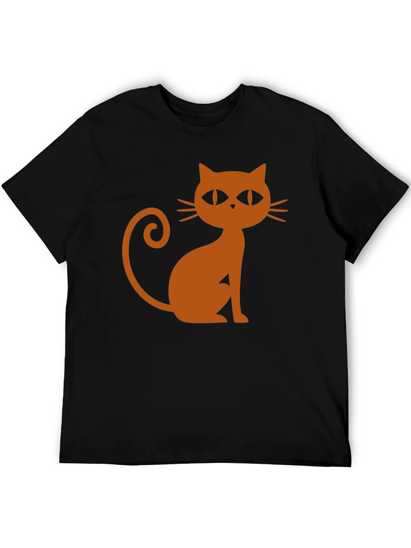 Black T-Shirt with Halloween Cat Graphic