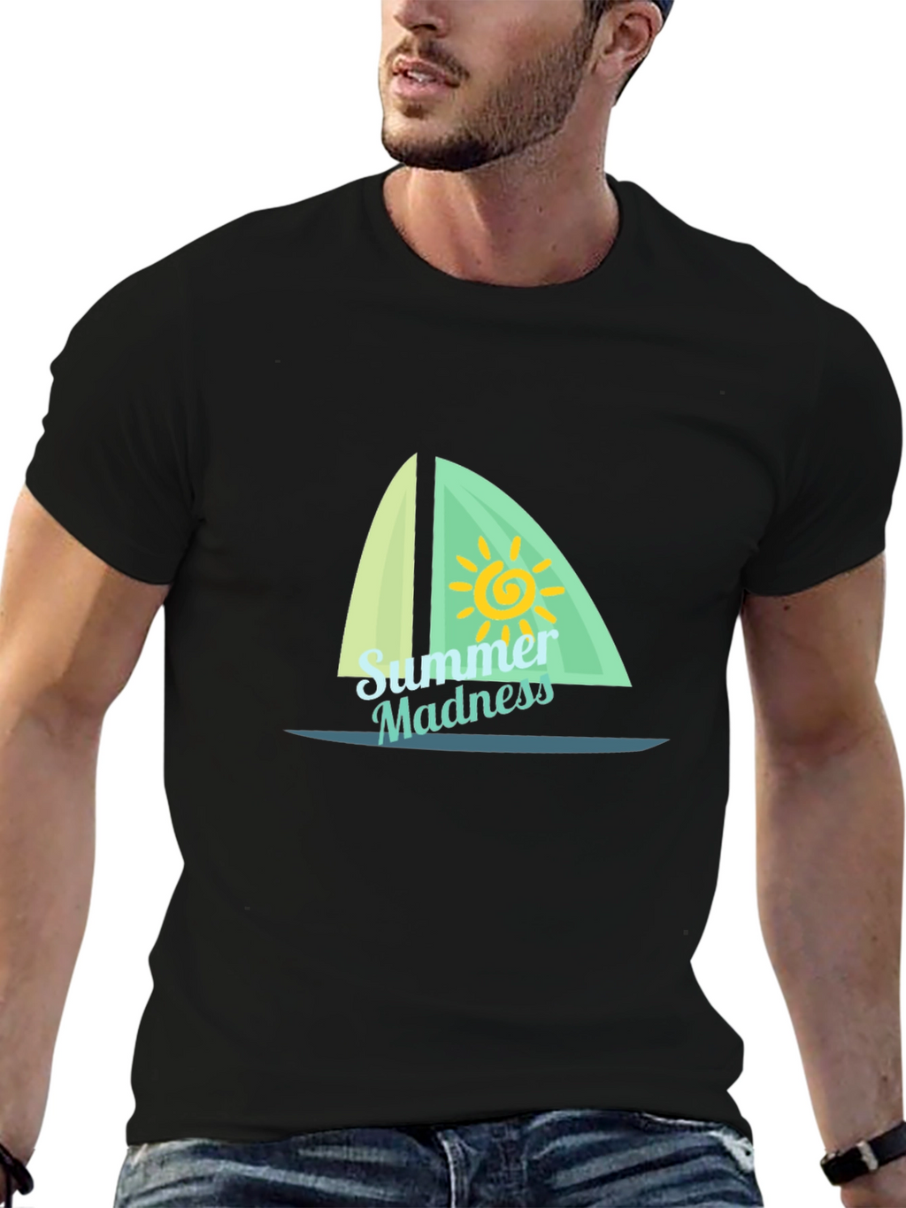 Summer Madness Sailboat T-Shirt - Black