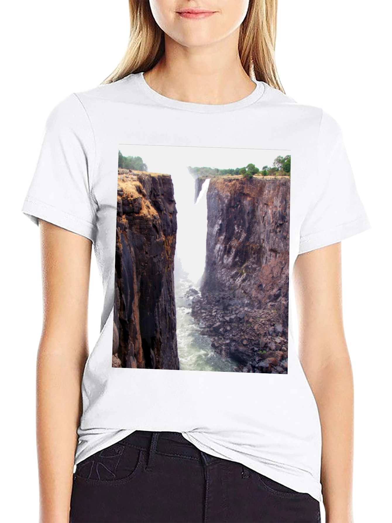 Waterfall Graphic Tee - Black Short Sleeve