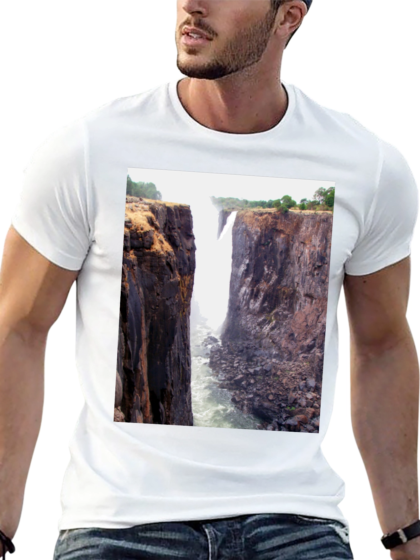 Waterfall Graphic Tee - Black Short Sleeve