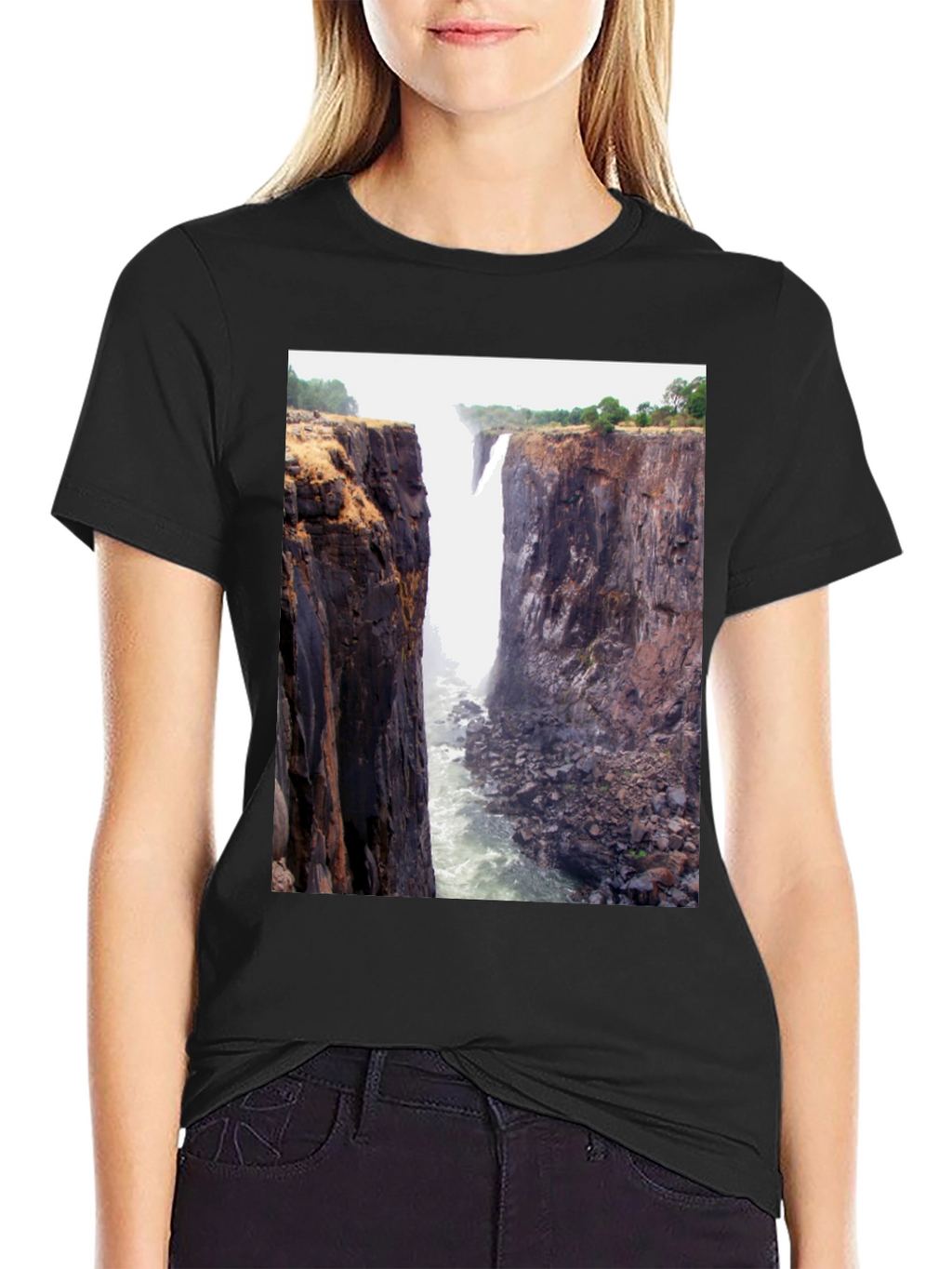 Waterfall Graphic Tee - Black Short Sleeve
