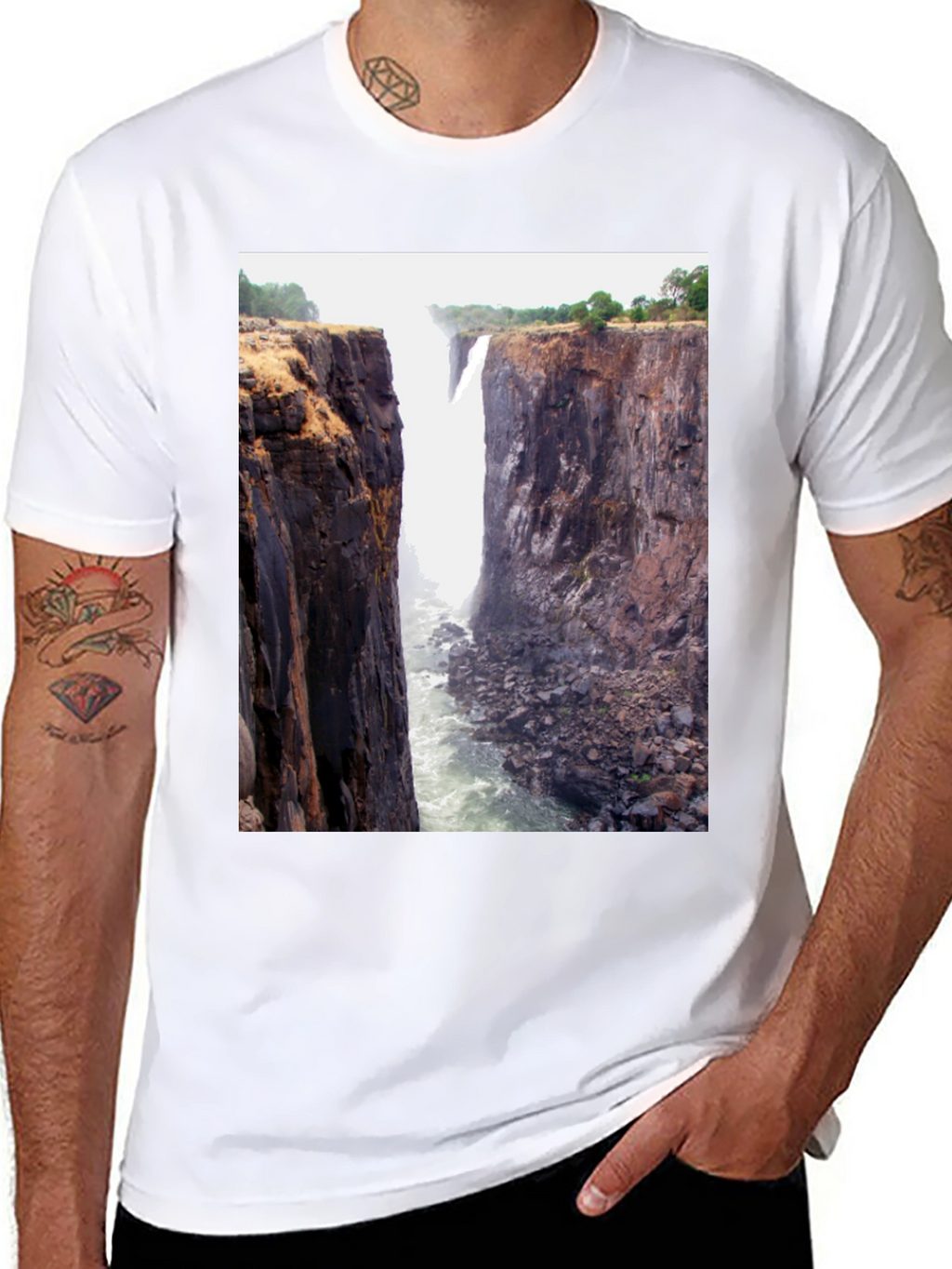 Waterfall Graphic Tee - Black Short Sleeve