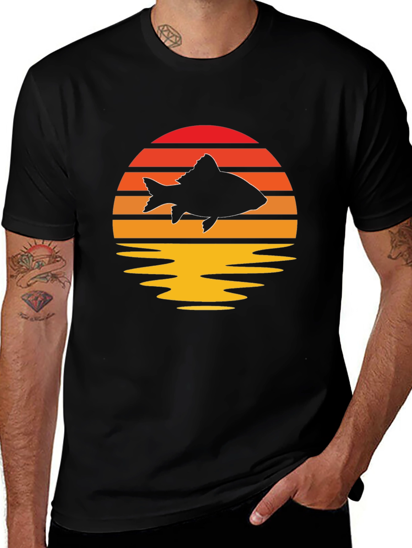 Sunset Fish Graphic Tee - Stylish & Unique