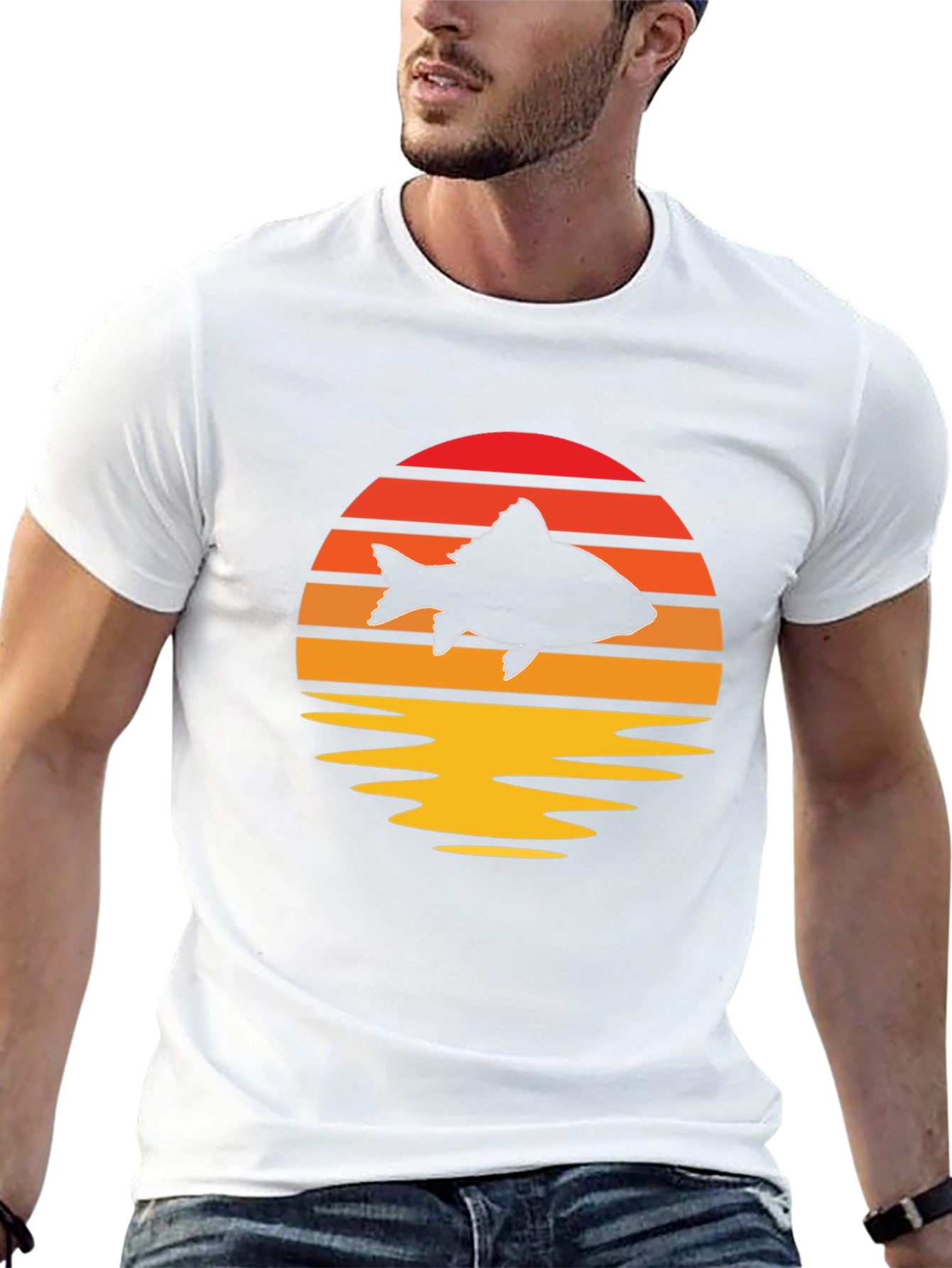 Sunset Fish Graphic Tee - Stylish & Unique