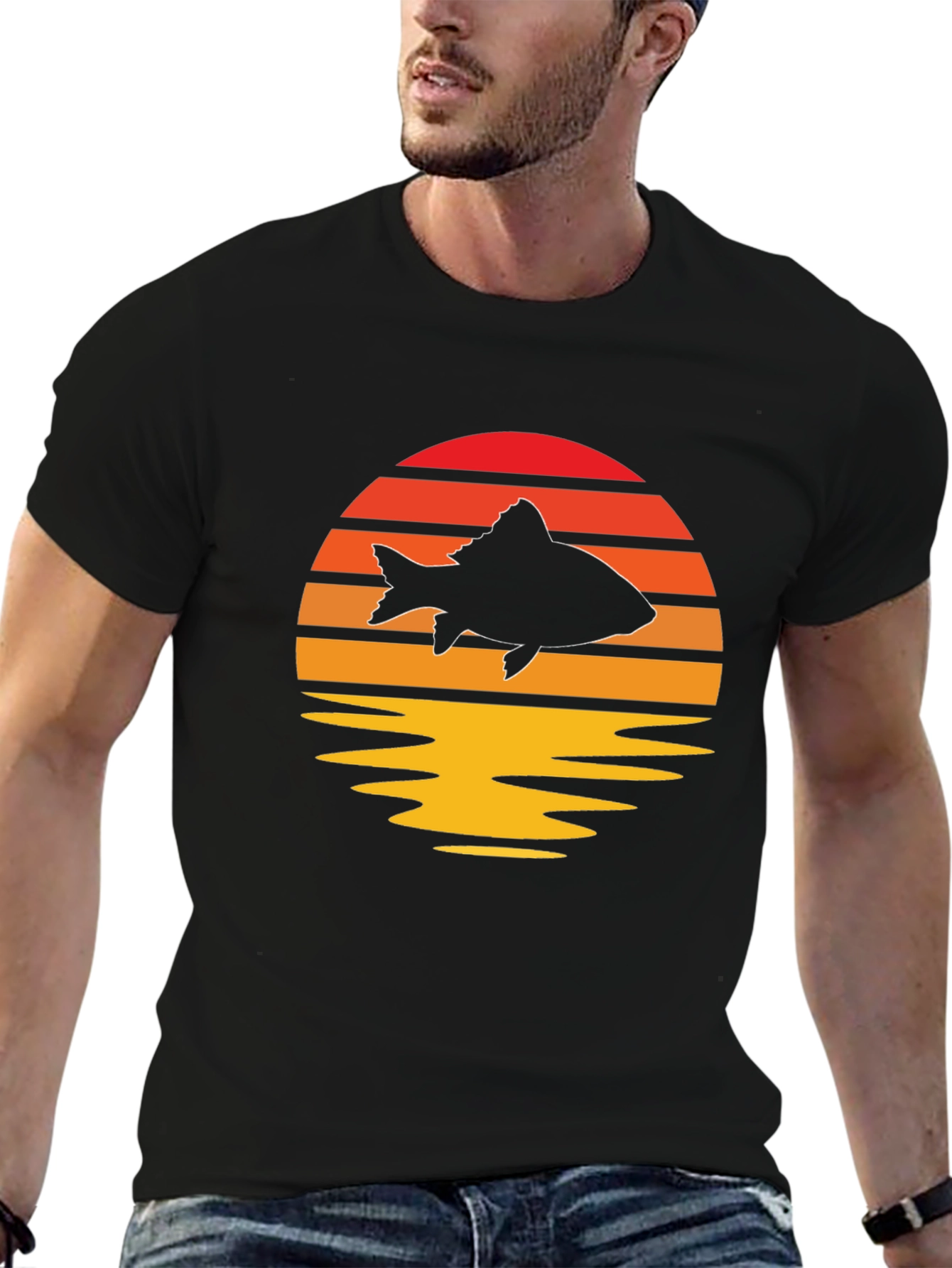 Sunset Fish Graphic Tee - Stylish & Unique